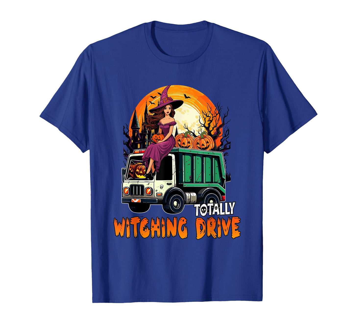 Totally Witching Drive Cute Witch On Garbage Truck Halloween T-Shirt