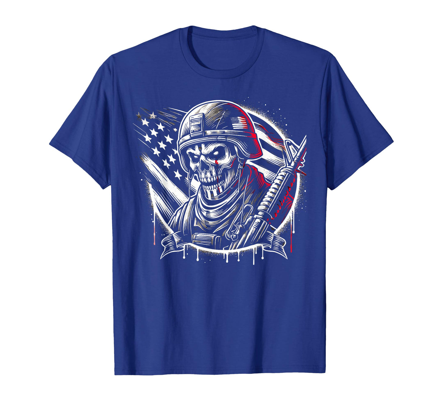Skeleton Soldier Costume Soldier Military Uniform Halloween T-Shirt