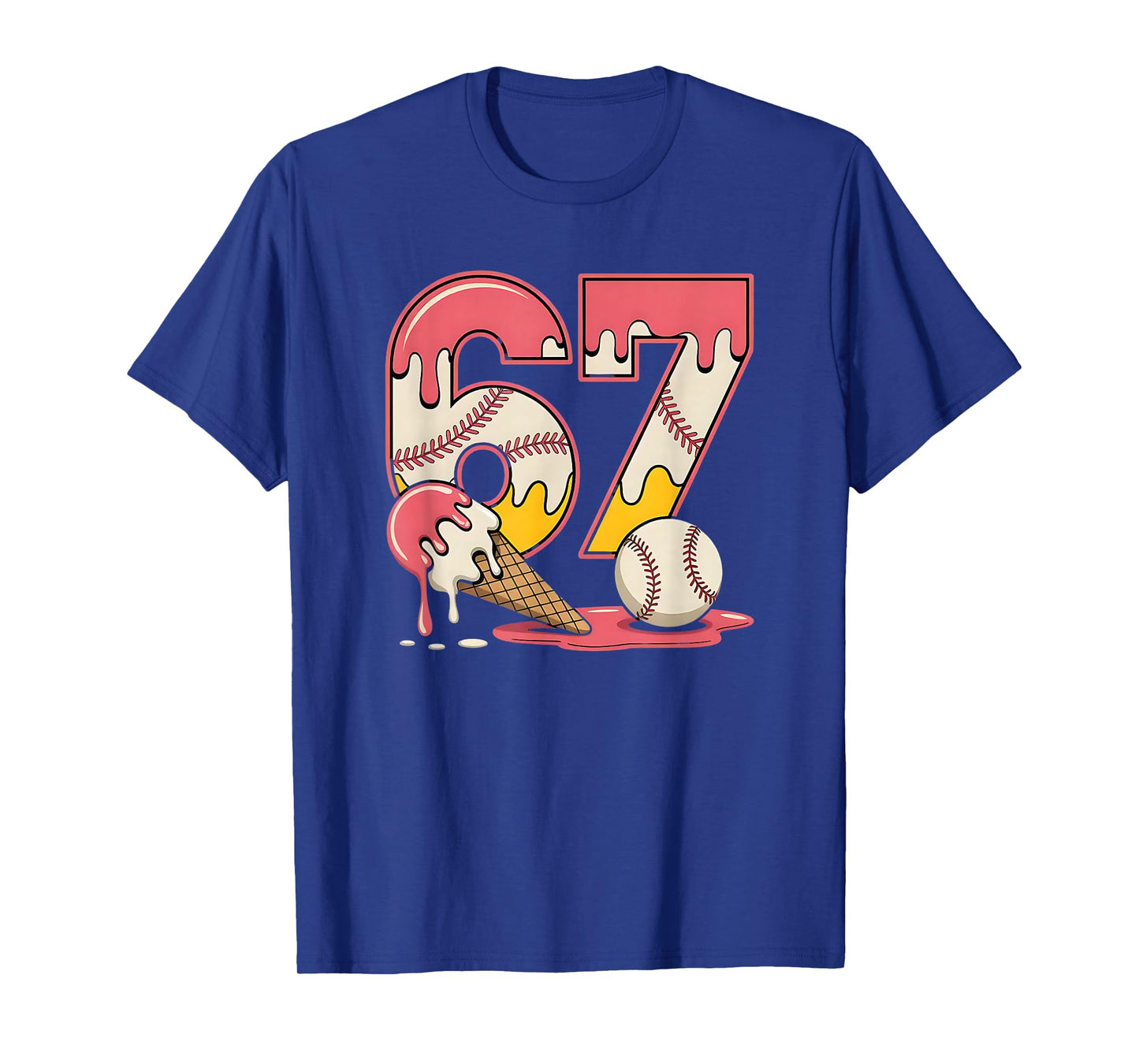 Baseball Drip Number 67 Player Ice Cream Or 67th Birthday T-Shirt