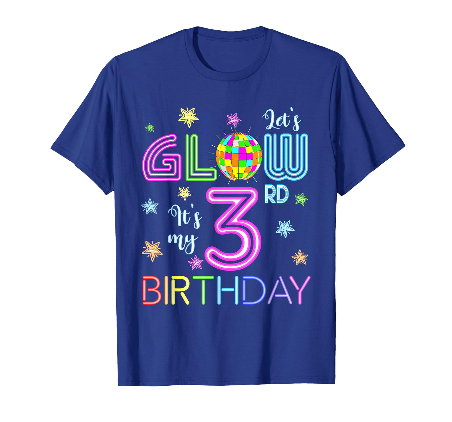 Lets Crazy It's My 3rd Birthday Glowing 80s 3 Year Old T-Shirt