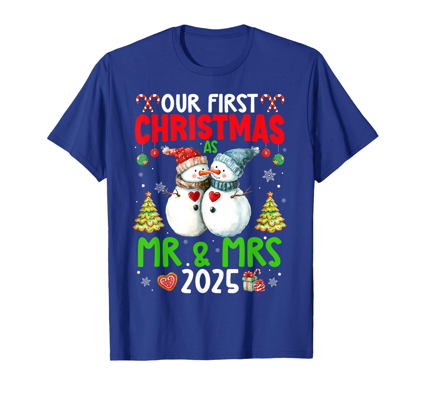Our First Christmas as Mr & Mrs 2025 Couple Matching Pajamas T-Shirt