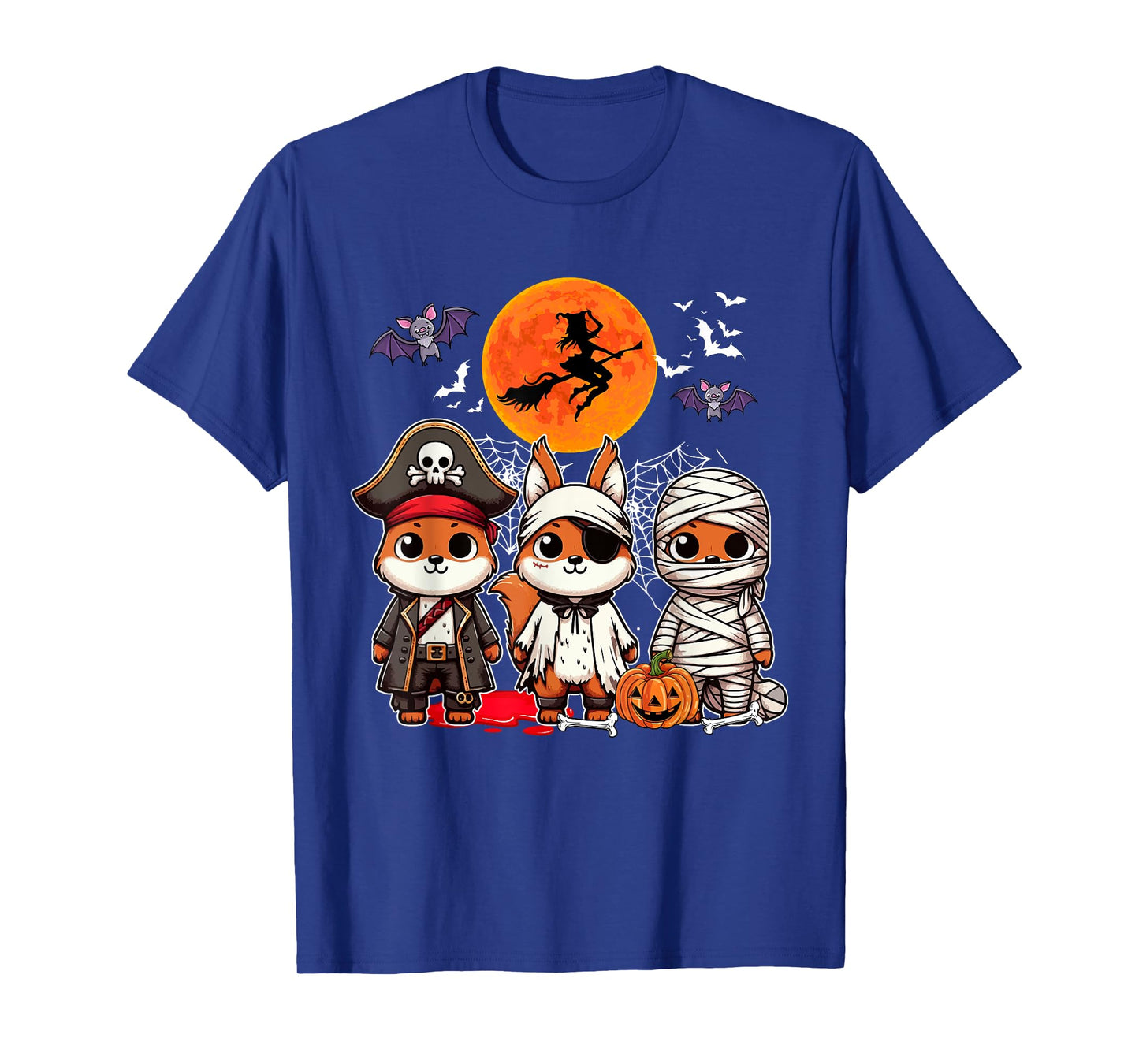 Three Funny Squirrels Costume Pirate Boo Mummy Halloween T-Shirt