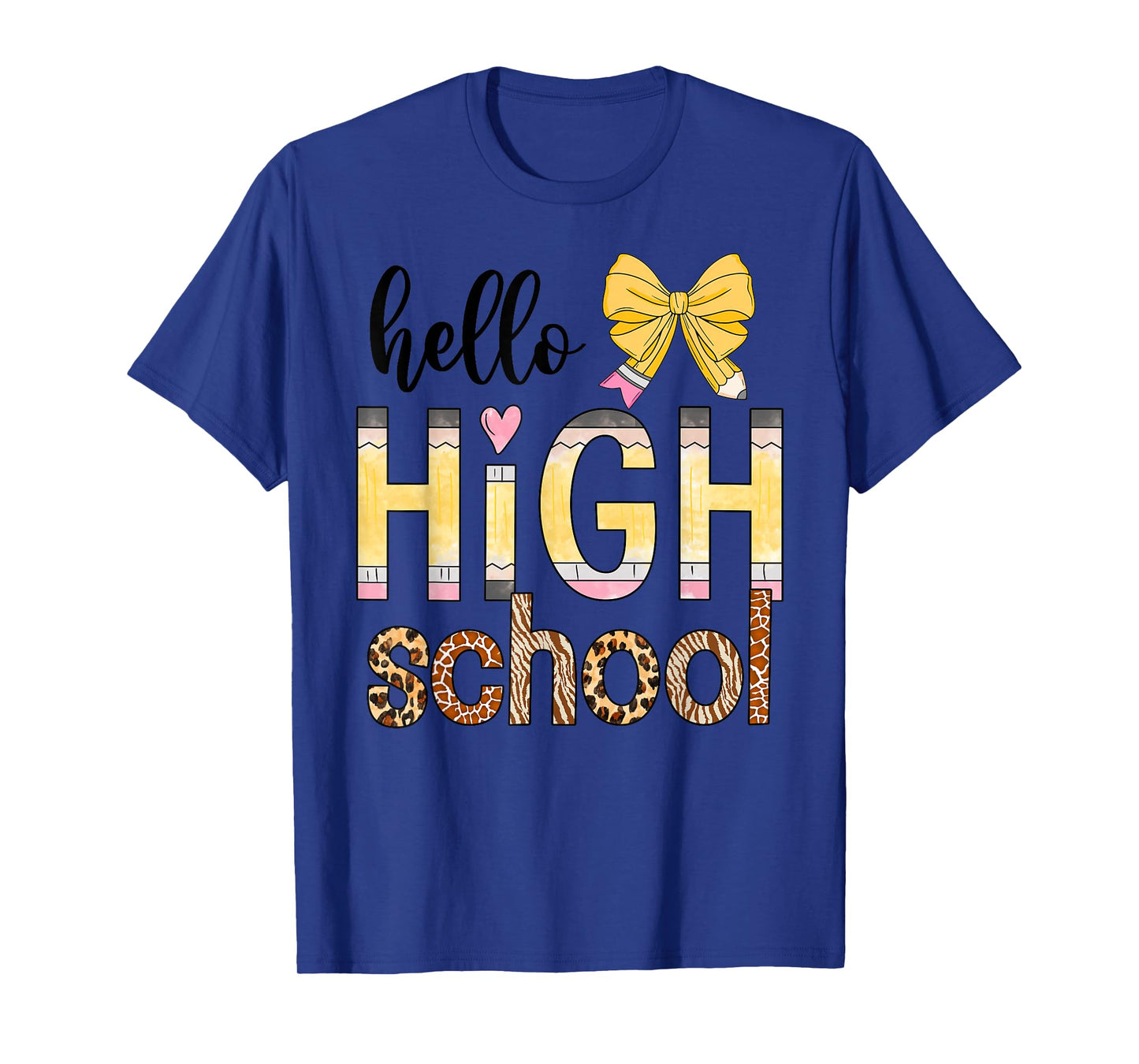 Cute Hello High School Animal Print Teacher Back To School T-Shirt