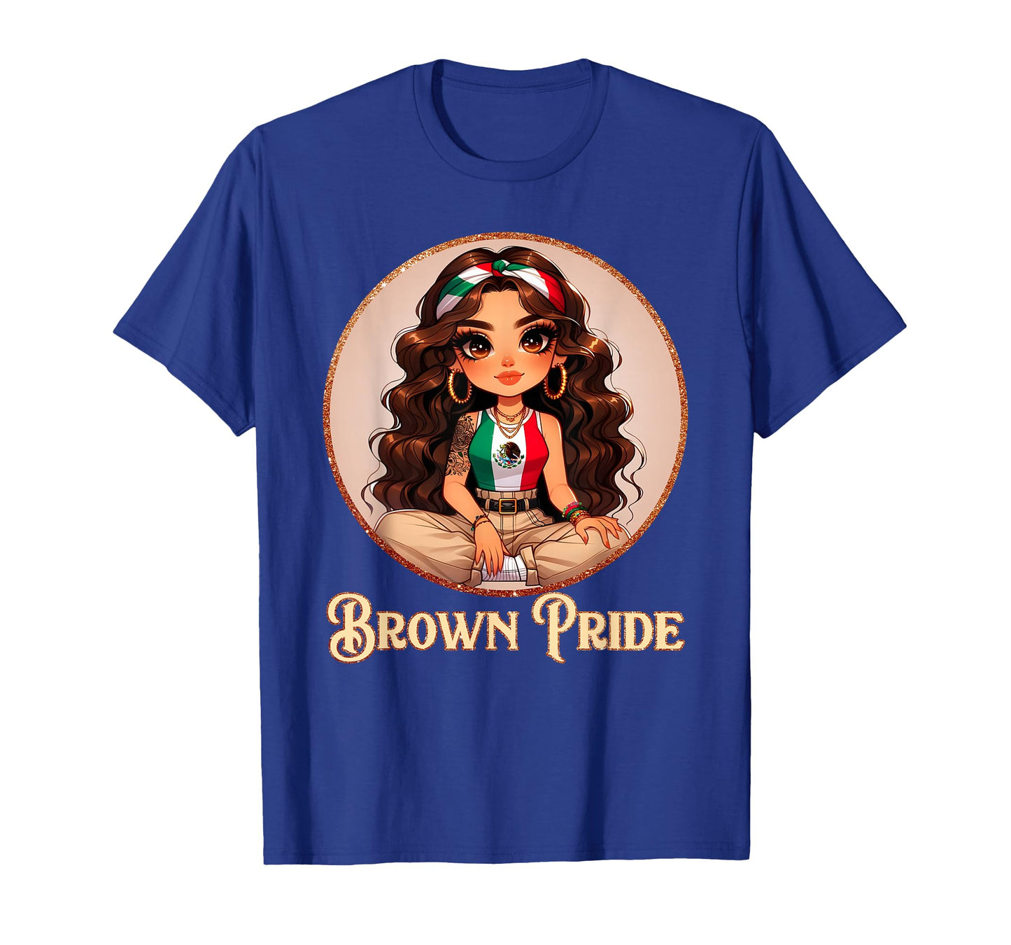 Brown Pride Chicana Chola Chibi Girl Hispanic Heritage Month T-Shirt