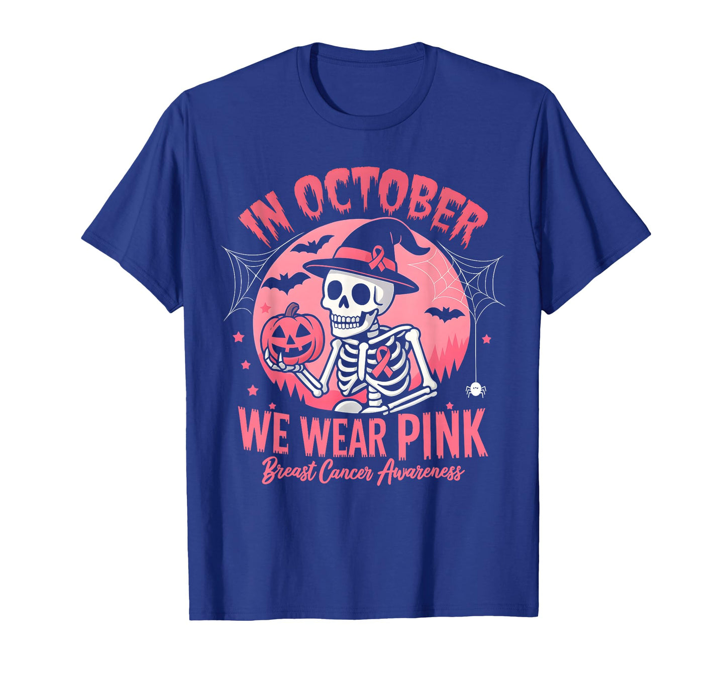 Breast Cancer Women Boys Girls Skeleton Wear Pink Halloween T-Shirt