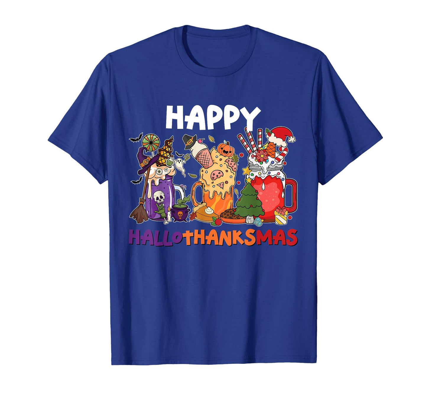 Happy HalloThanksMas Halloween Thanksgiving Christmas T-Shirt