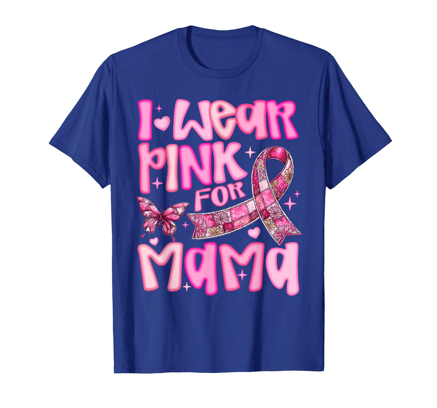 I Wear Pink for My Mama Groovy Breast Cancer Awareness T-Shirt