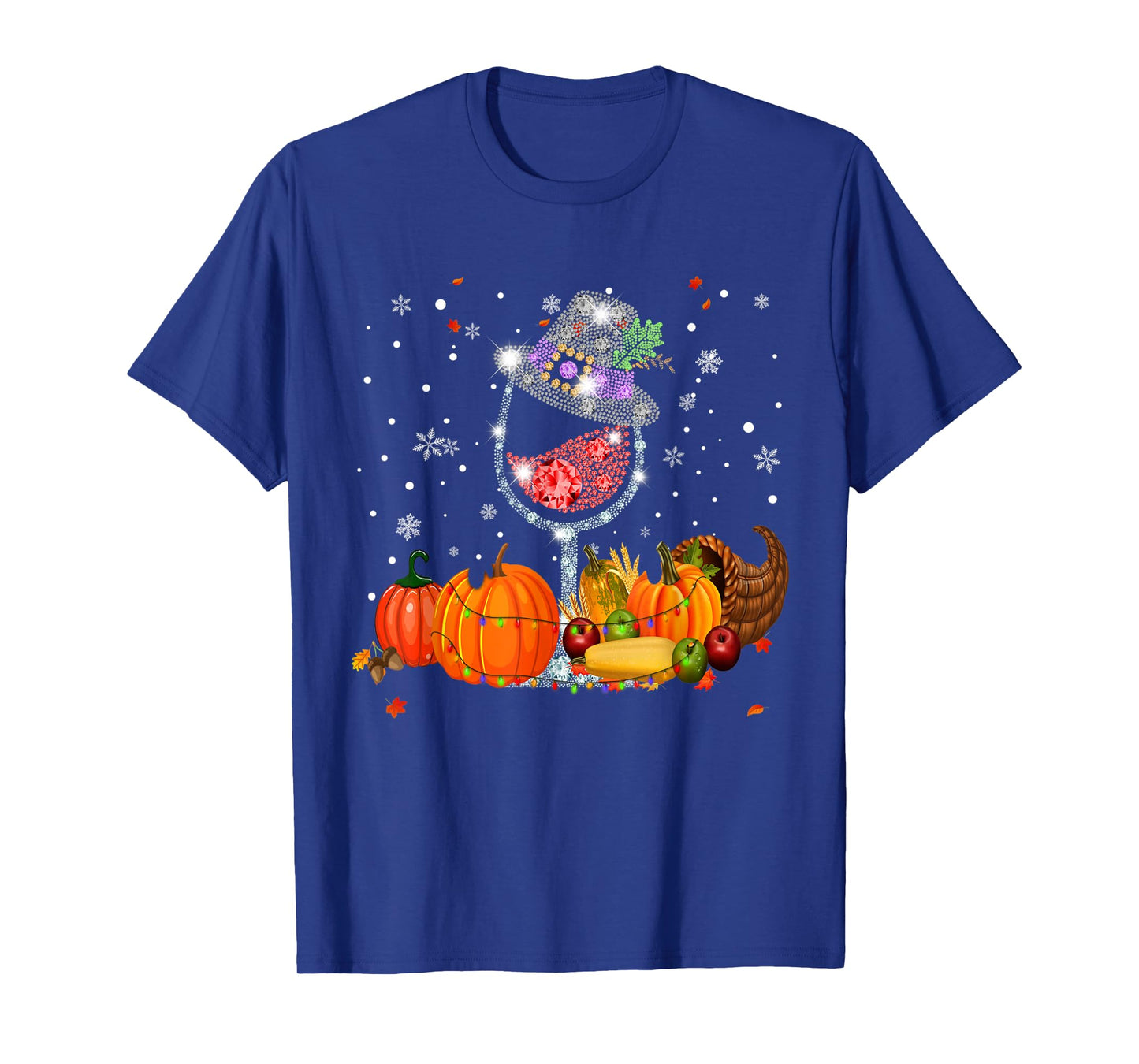 Glass of Wine Diamond Maple Leaf Autumn Fall T-Shirt