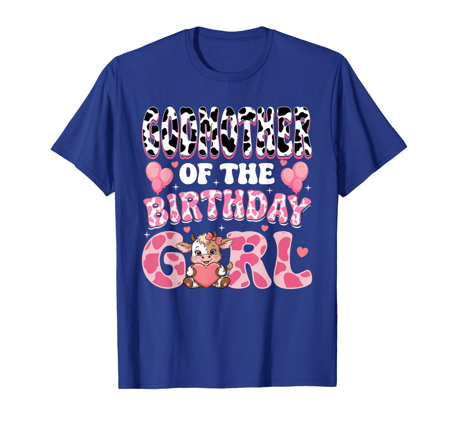 Godmother of The Birthday Girl Highland Cow 1St Birthday T-Shirt