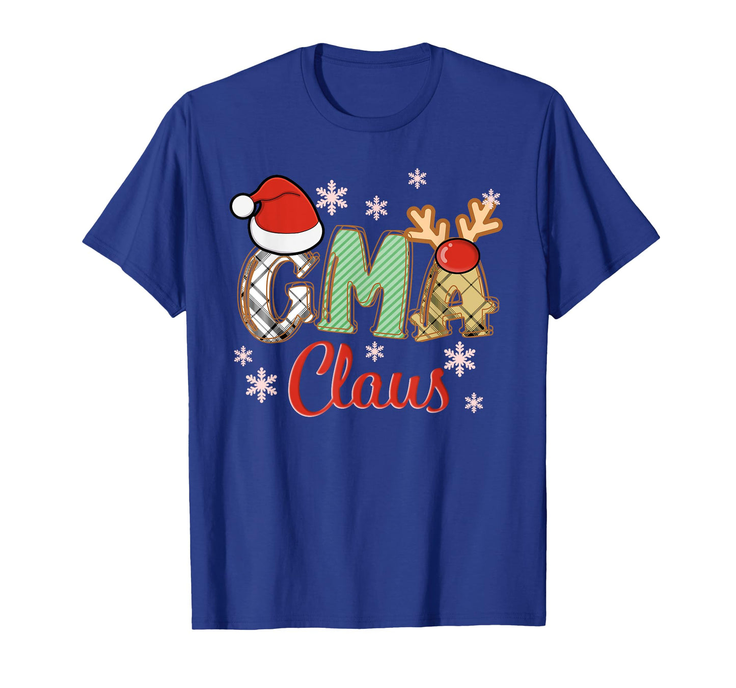 Gma Claus Santa Hat Reindeer Plaid Christmas Pajama Family T-Shirt