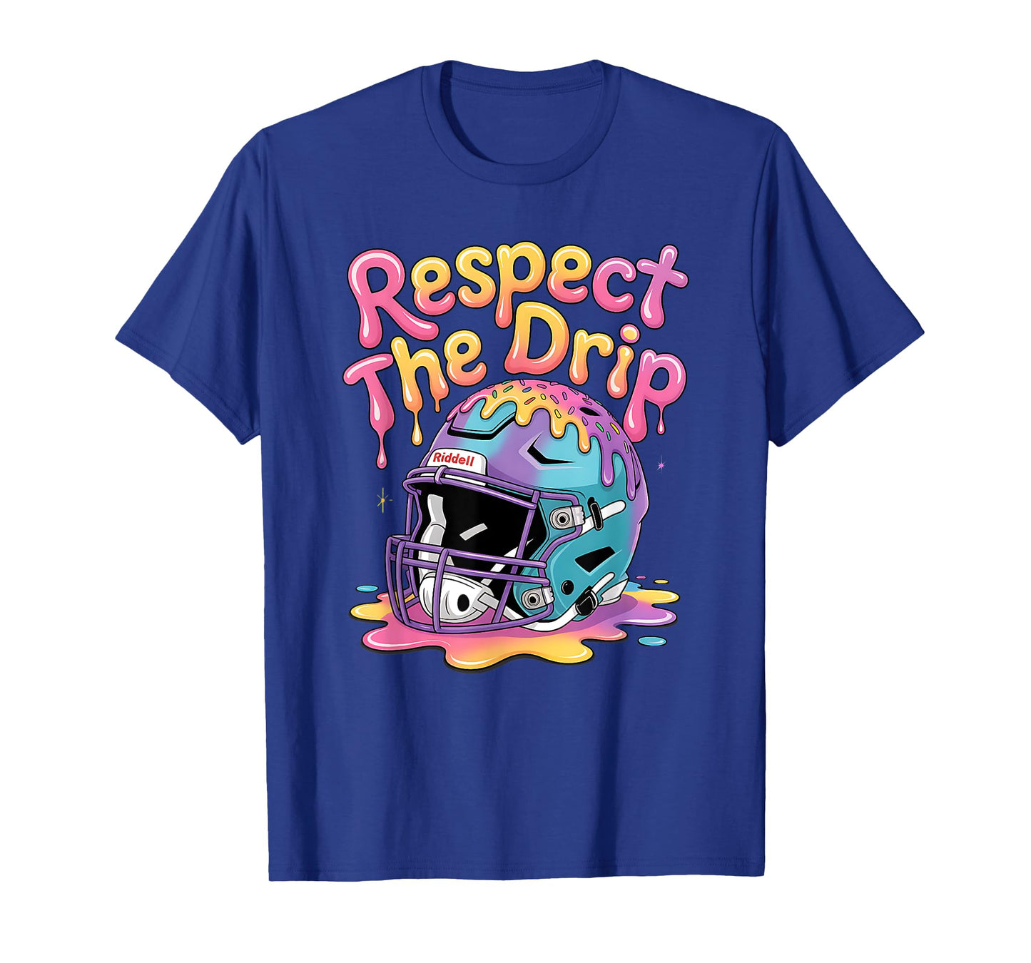 Respect The Drip Football Helmet Neon Game Day Football Fans T-Shirt