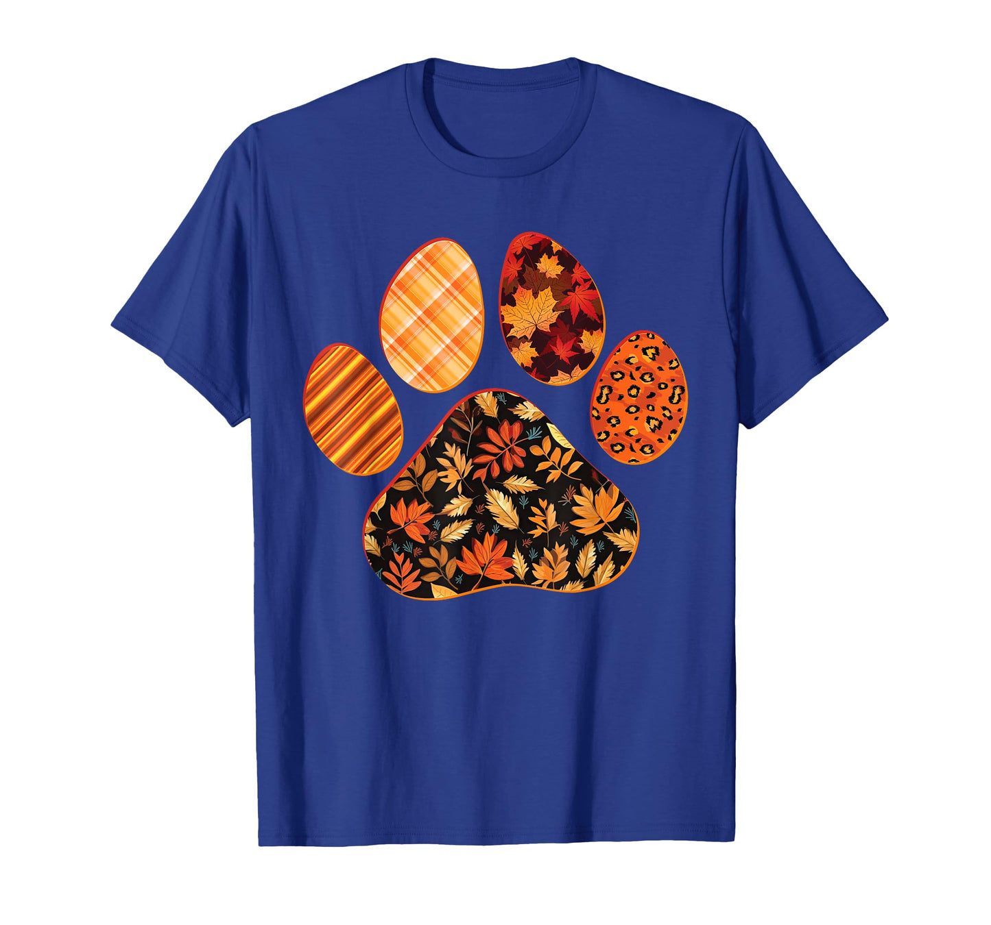 Dog Paw Print Maple Leaf Autumn Fall Leaves Season Dog Lover Men Women Kids T-Shirt