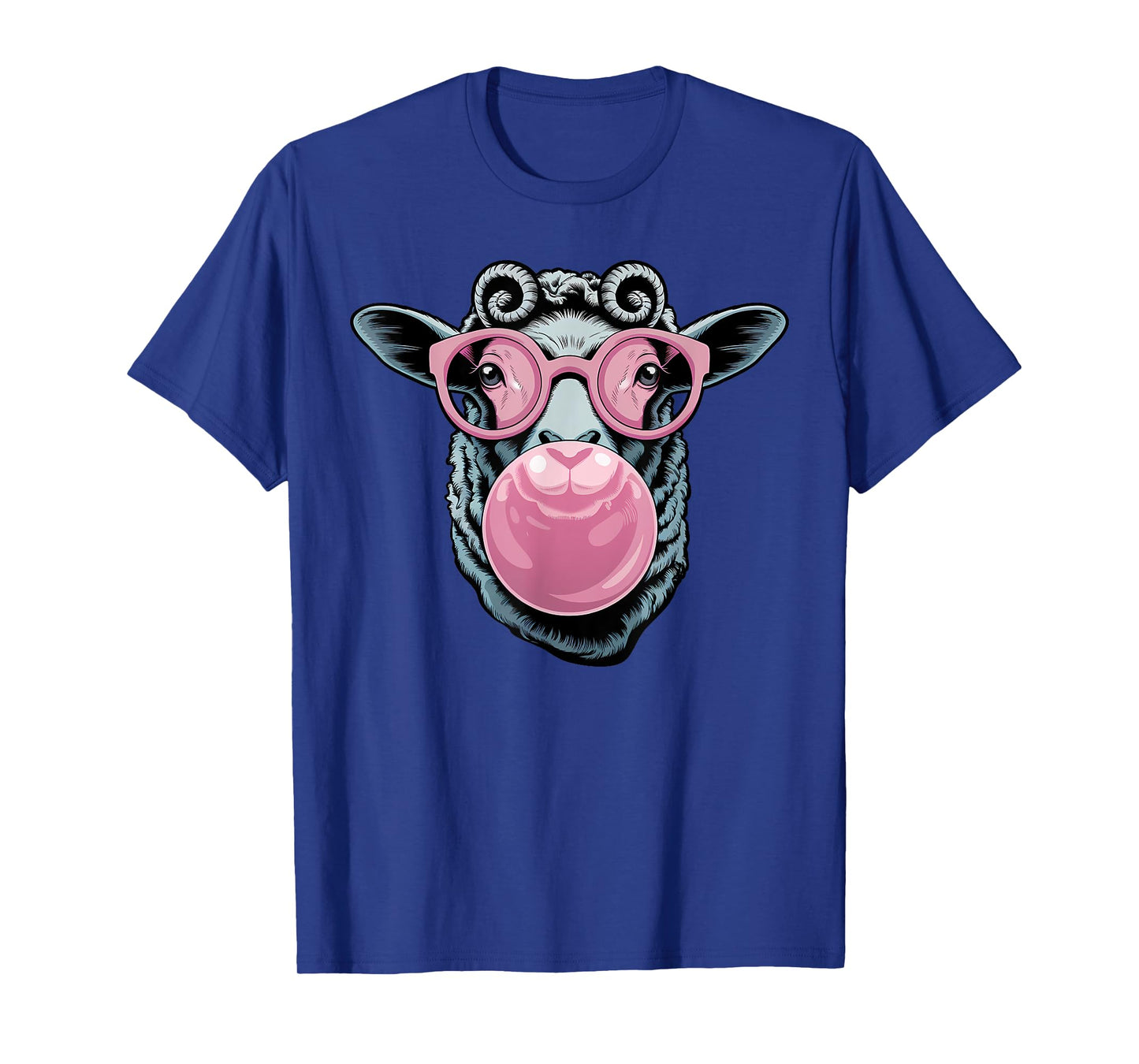 Cool Sheep Face Eating Gum And Makes A Bubble Cute Sheep T-Shirt