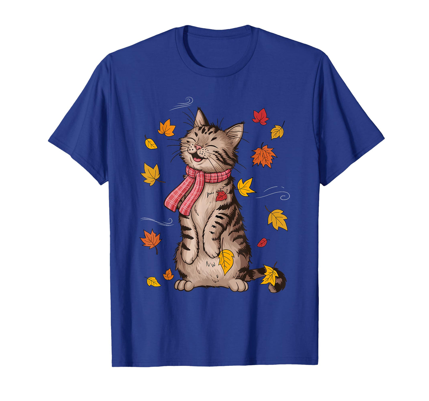 Cute Cat Autumn Fall Breeze Leaves Kitten T-Shirt