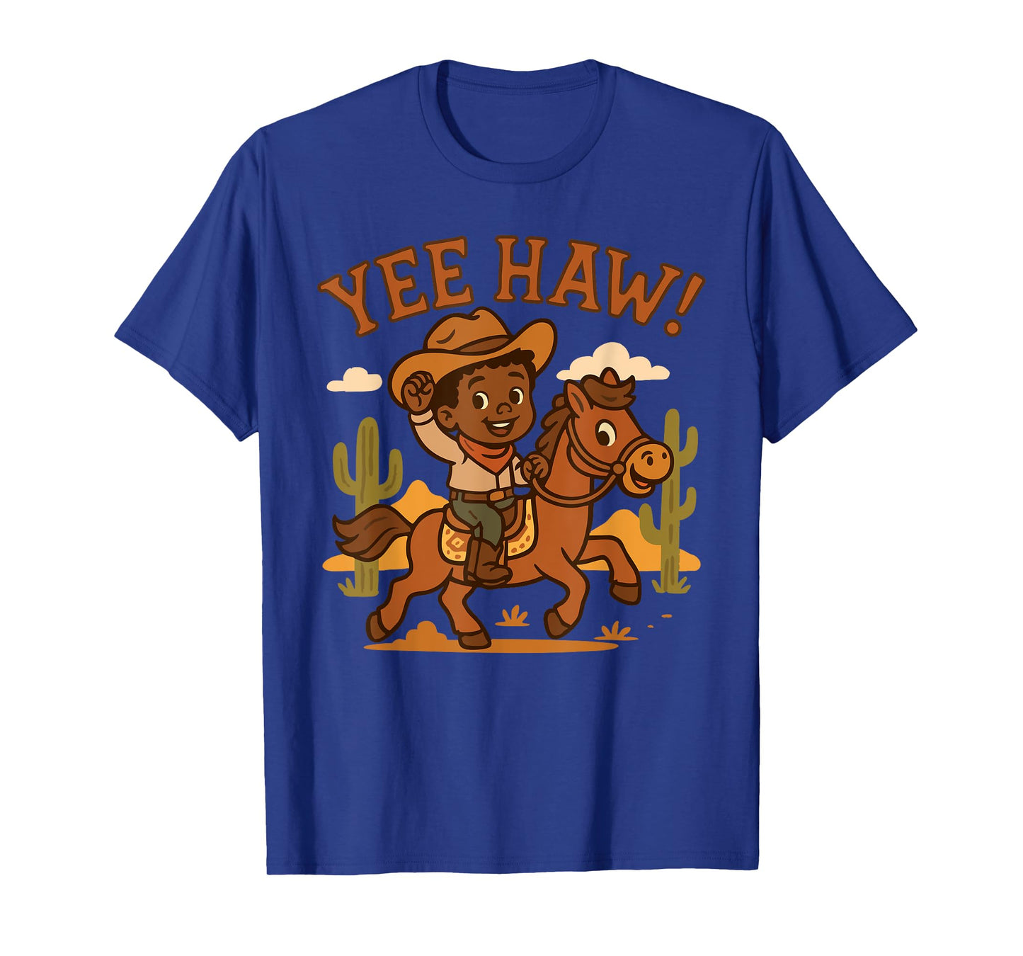 YeeHaw Cowboy Kid Western African American Boy on horse T-Shirt