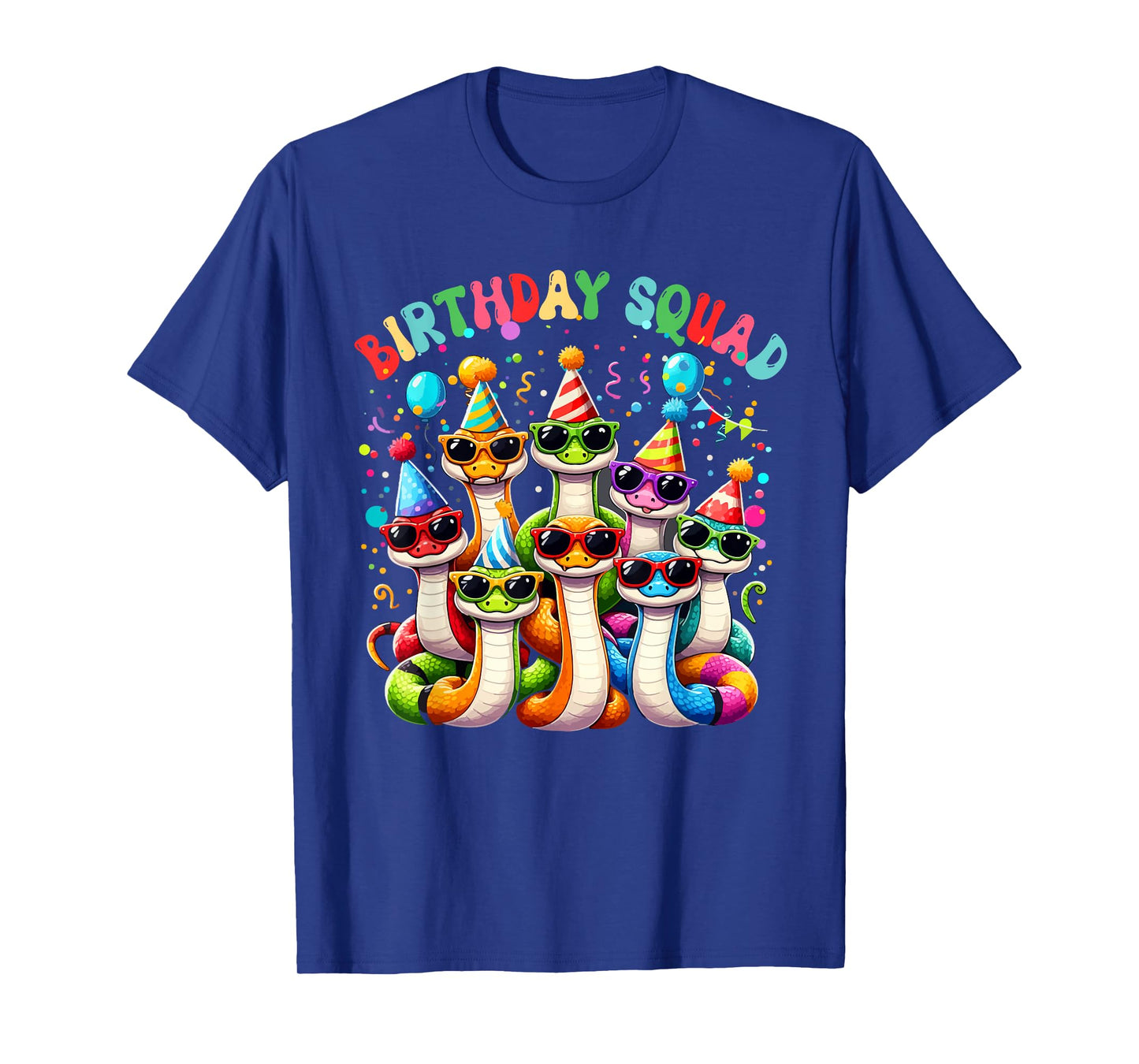 Birthday Squad Funny Party Group Colorful Snakes Lover T-Shirt