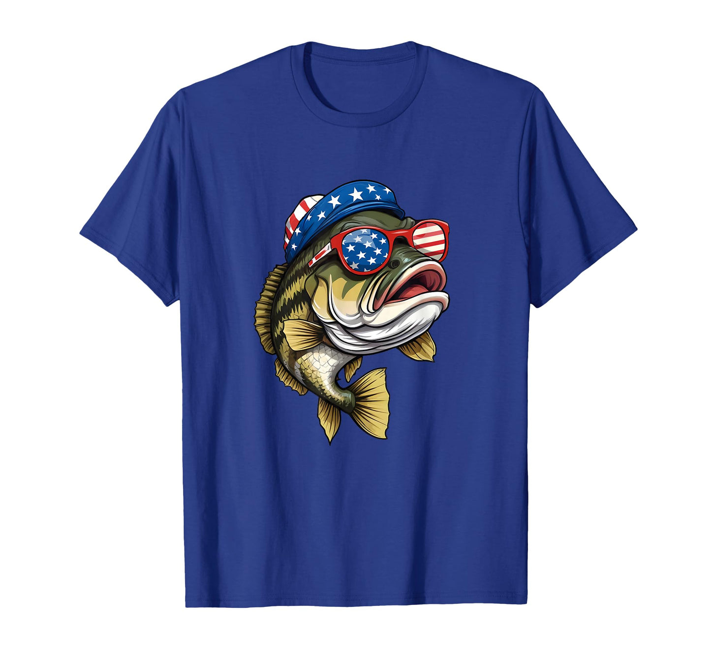 Bass Fish 4th Of July American US Flag Patriotic Fishing T-Shirt