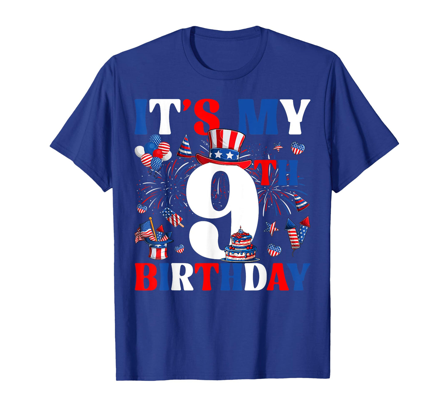 It's My 9th Birthday USA Flag Independence Day 4th Of July T-Shirt