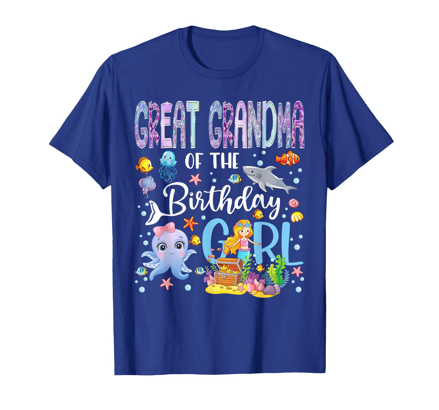 Great Grandma of The Birthday Girl Mermaid Ocean Aquarium T-Shirt