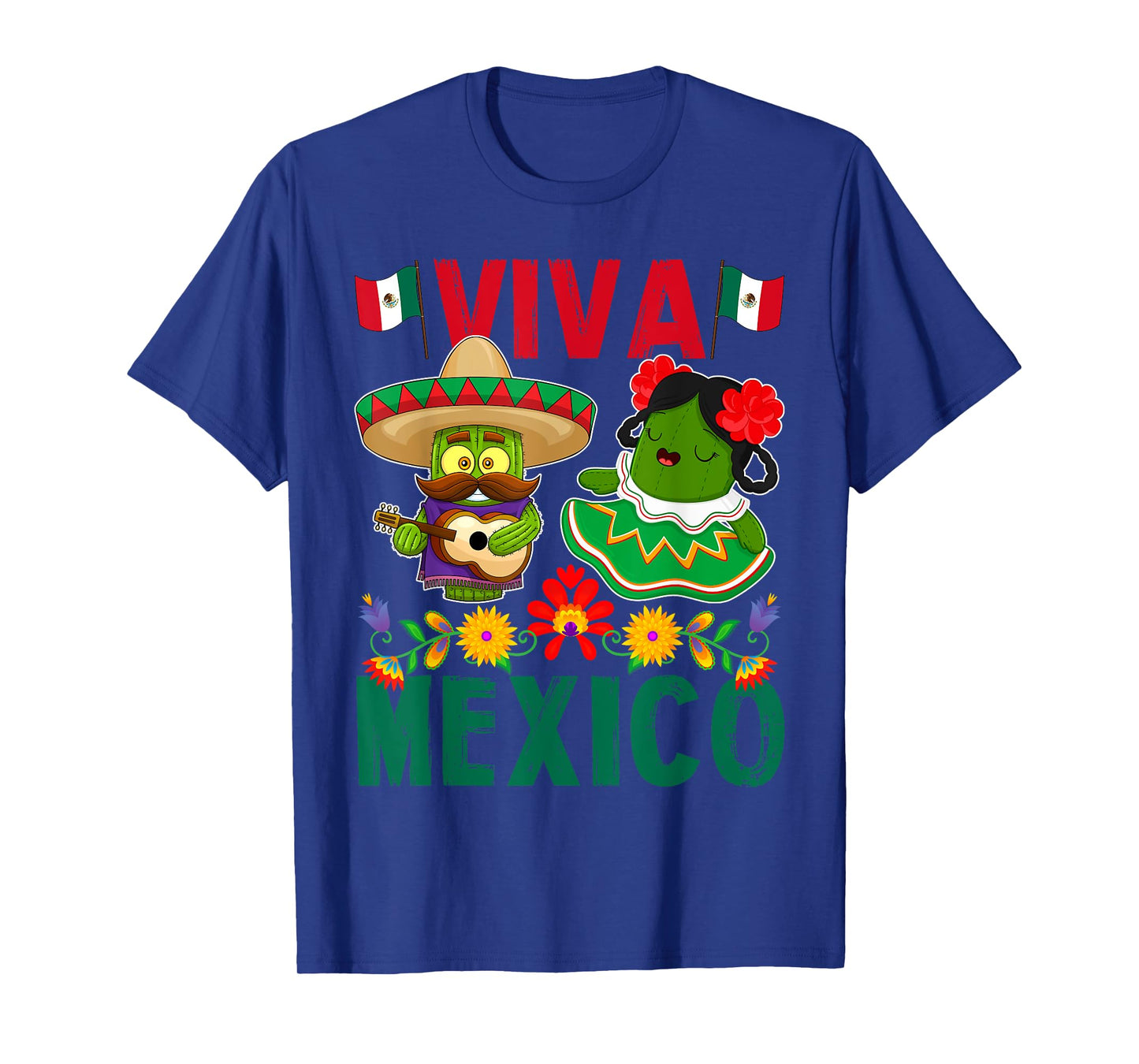 Viva Mexico Mexican Independence Day Mexican Flag Guitar T-Shirt