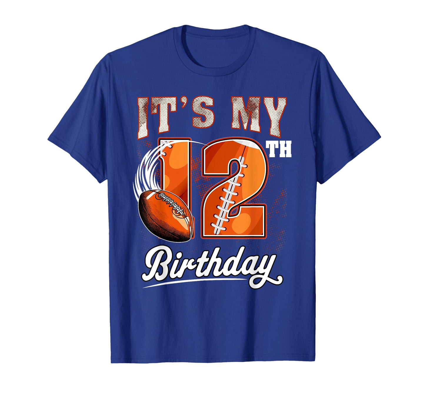 Kids 12 Year Old It's My 12th Birthday Football Themed Party T-Shirt