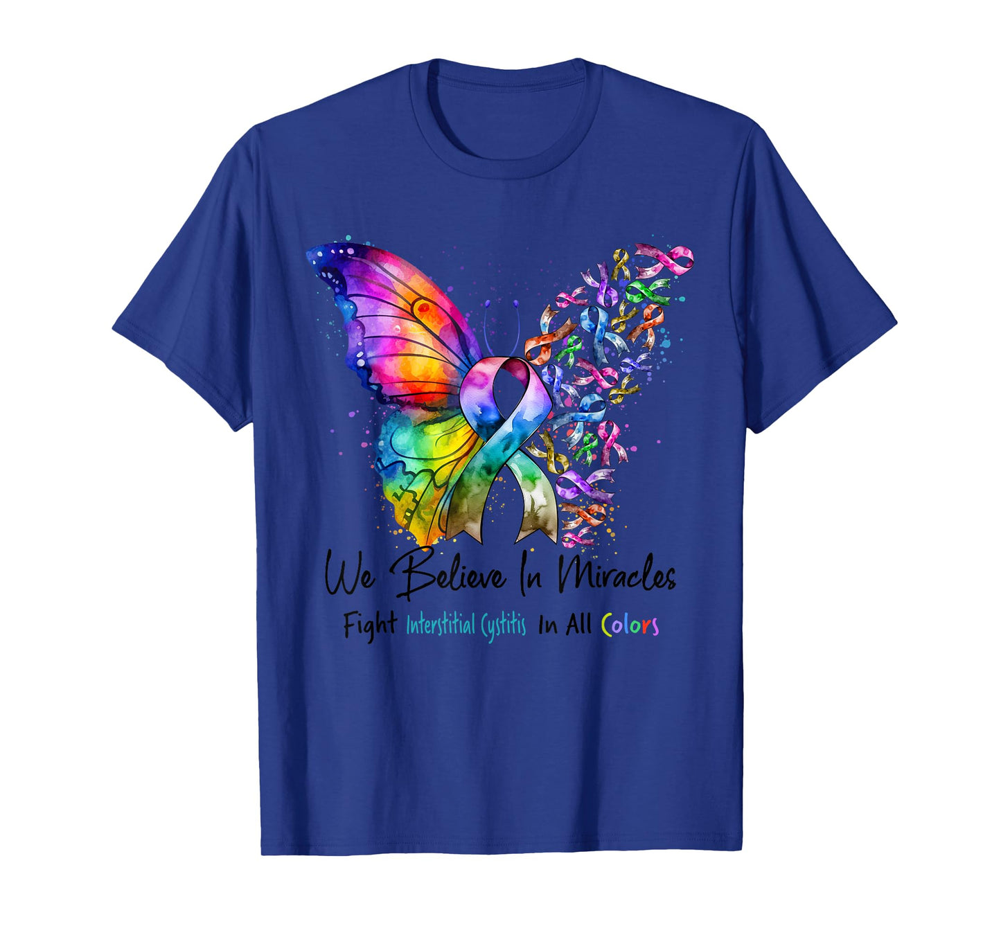 Interstitial Cystitis Awareness Butterfly Ribbon Teal Color T-Shirt