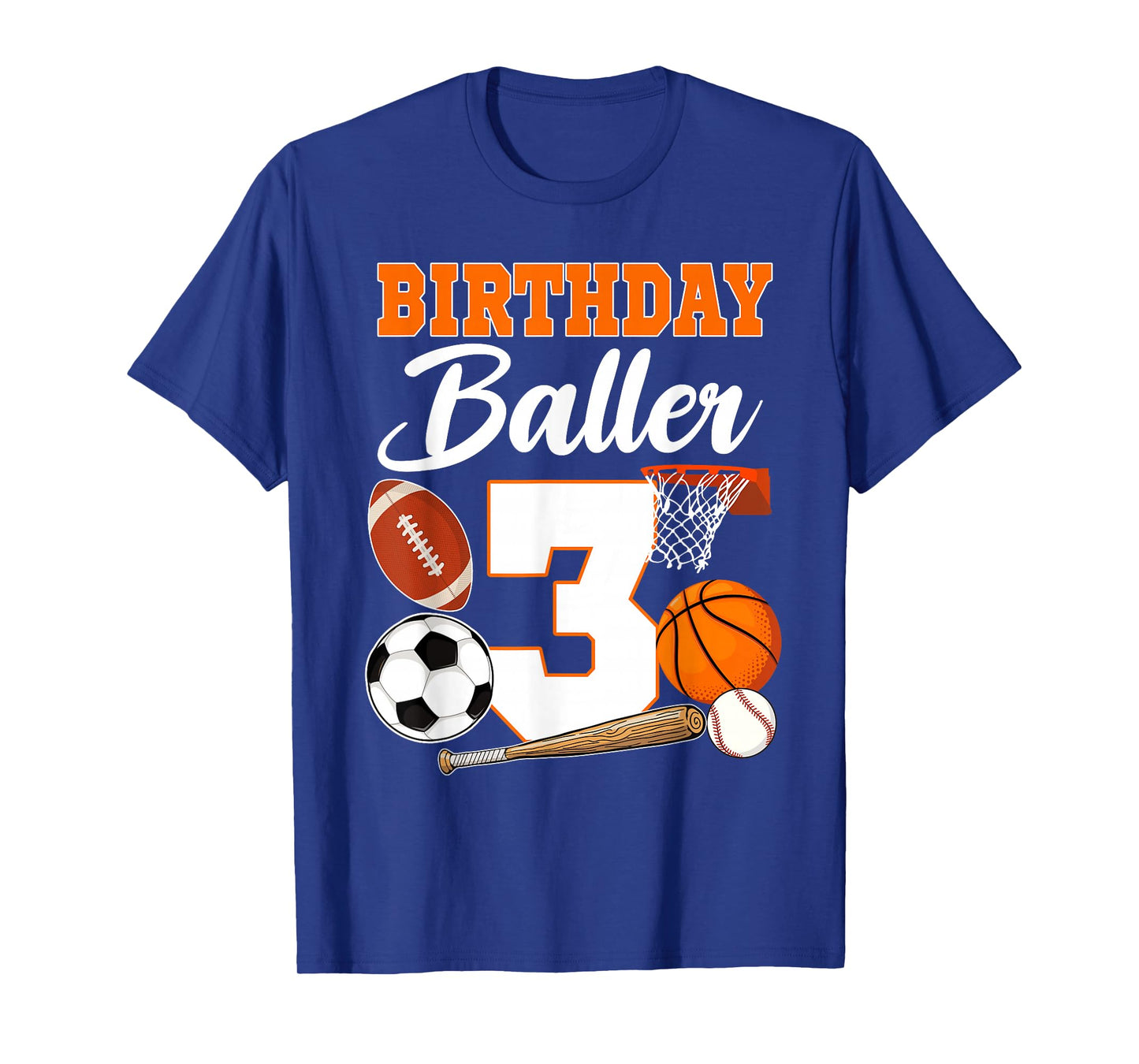 3rd Birthday Sport Balls Theme 3 Year Old Birthday Baller T-Shirt