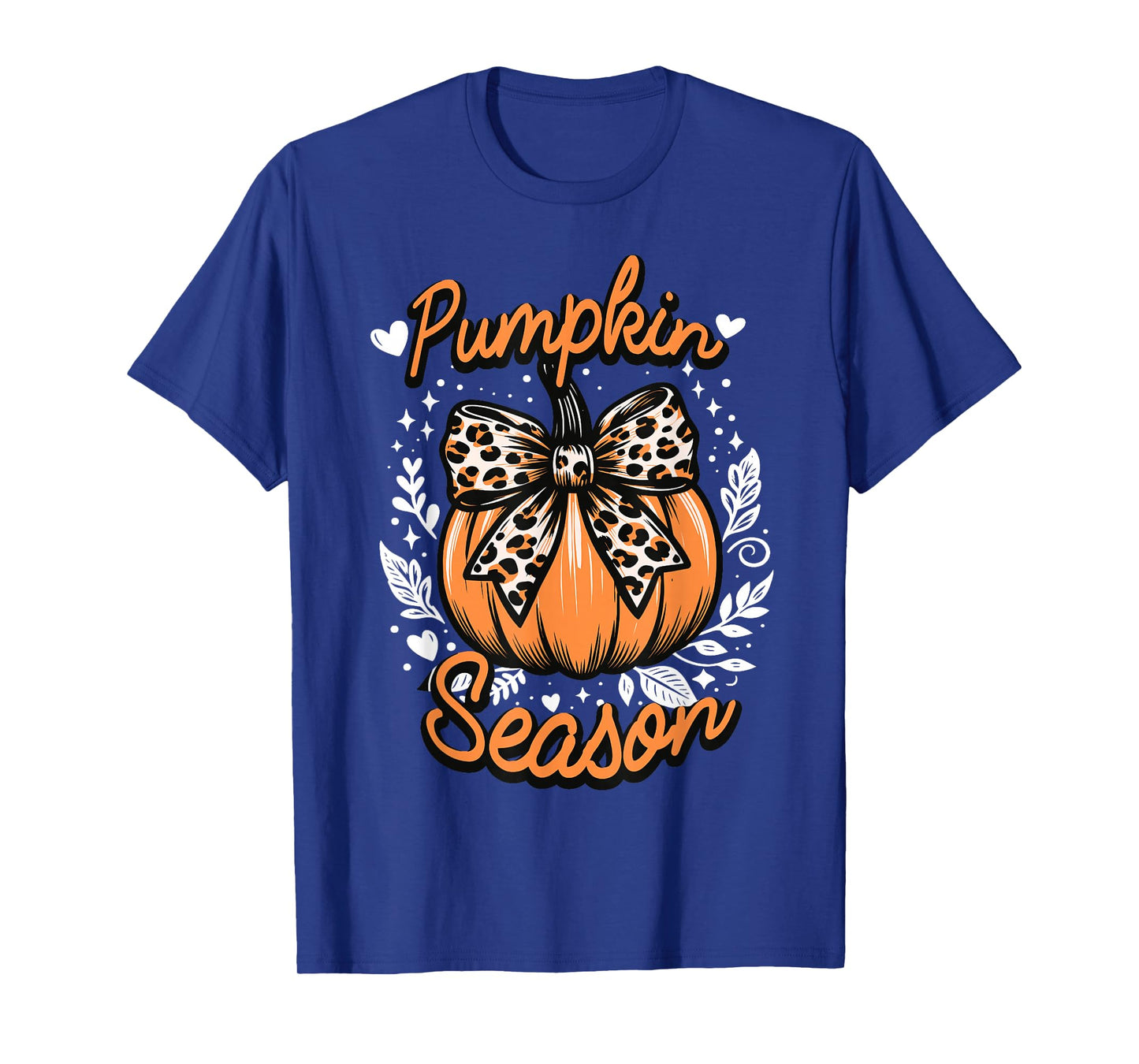 Coquette Bow Pumpkin Season Autumn Fall Leaves Thanksgiving T-Shirt