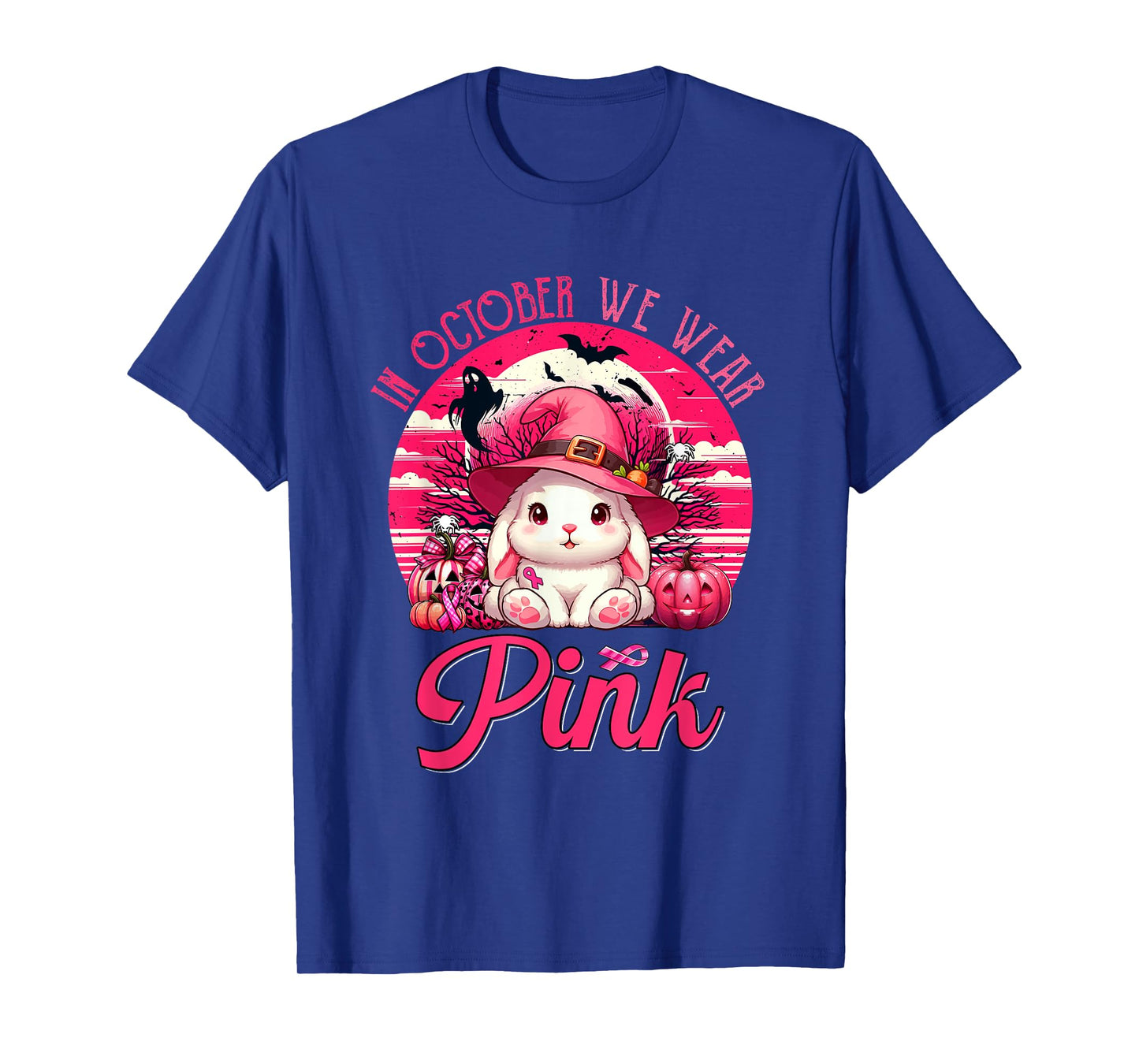 In October We Wear Pink Breast Cancer Awareness Bunny T-Shirt