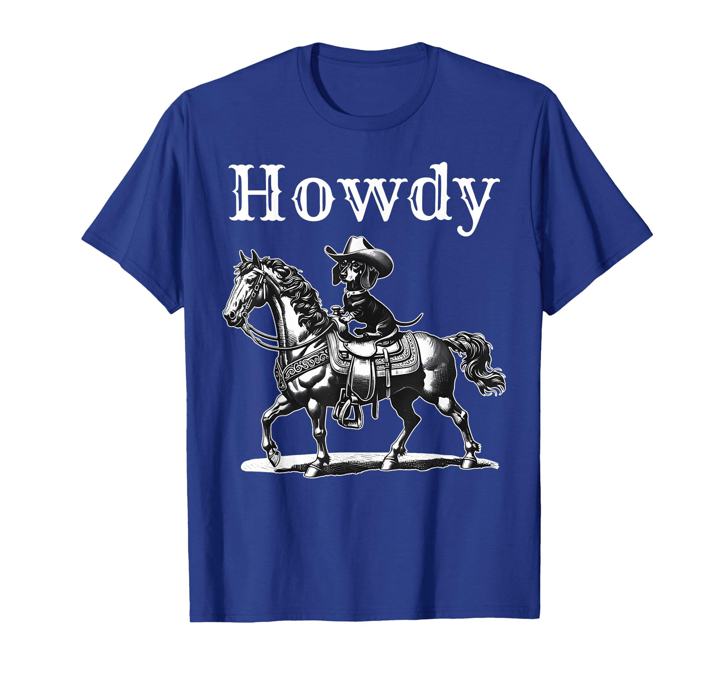 Howdy Cowboy Dachshund Riding Horse Western Wiener Dog Retro T-Shirt