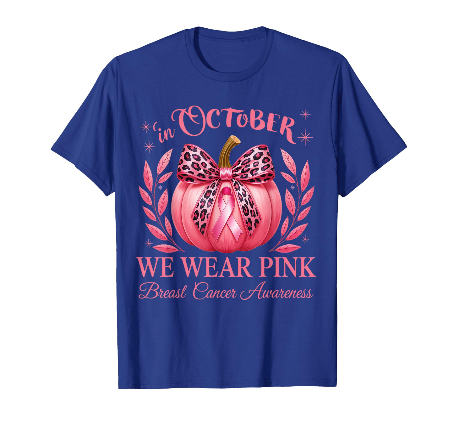 in October We Wear Pink Breast Cancer Awareness Halloween T-Shirt