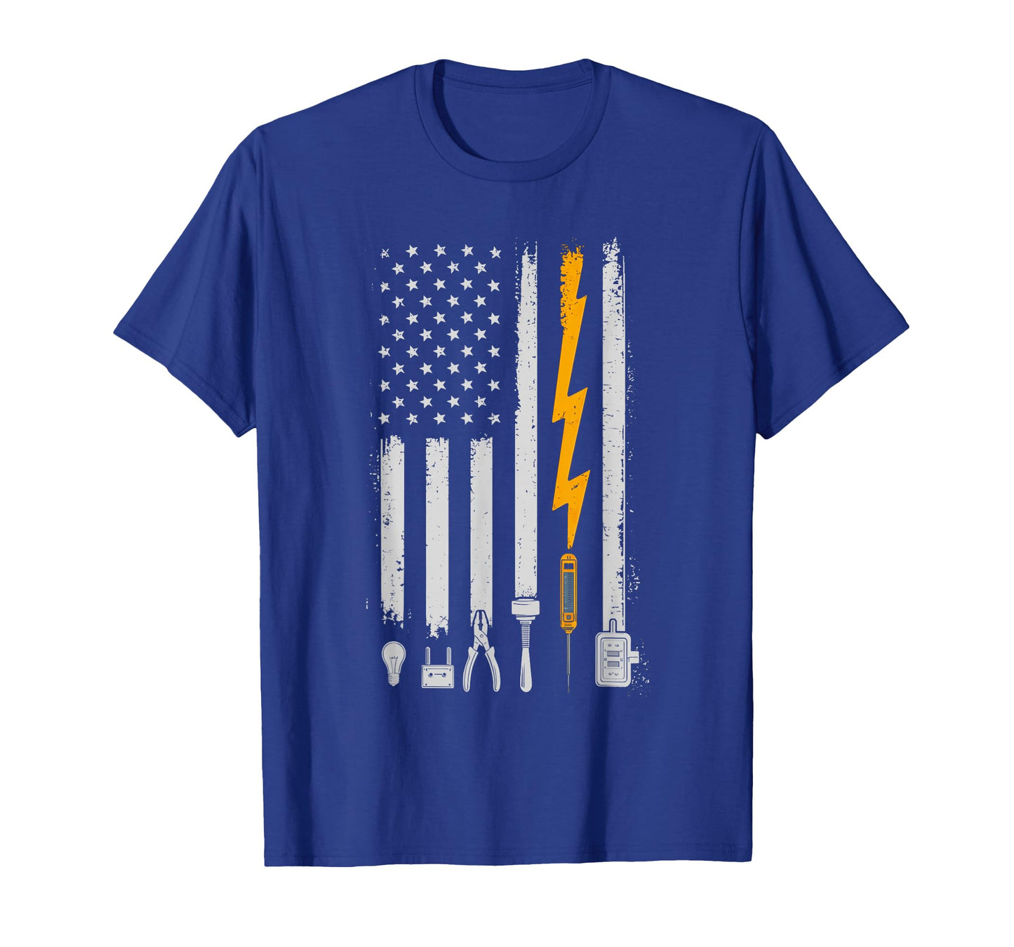 Vintage Electrician USA Flag Tools Engineer Lineman Mens T-Shirt