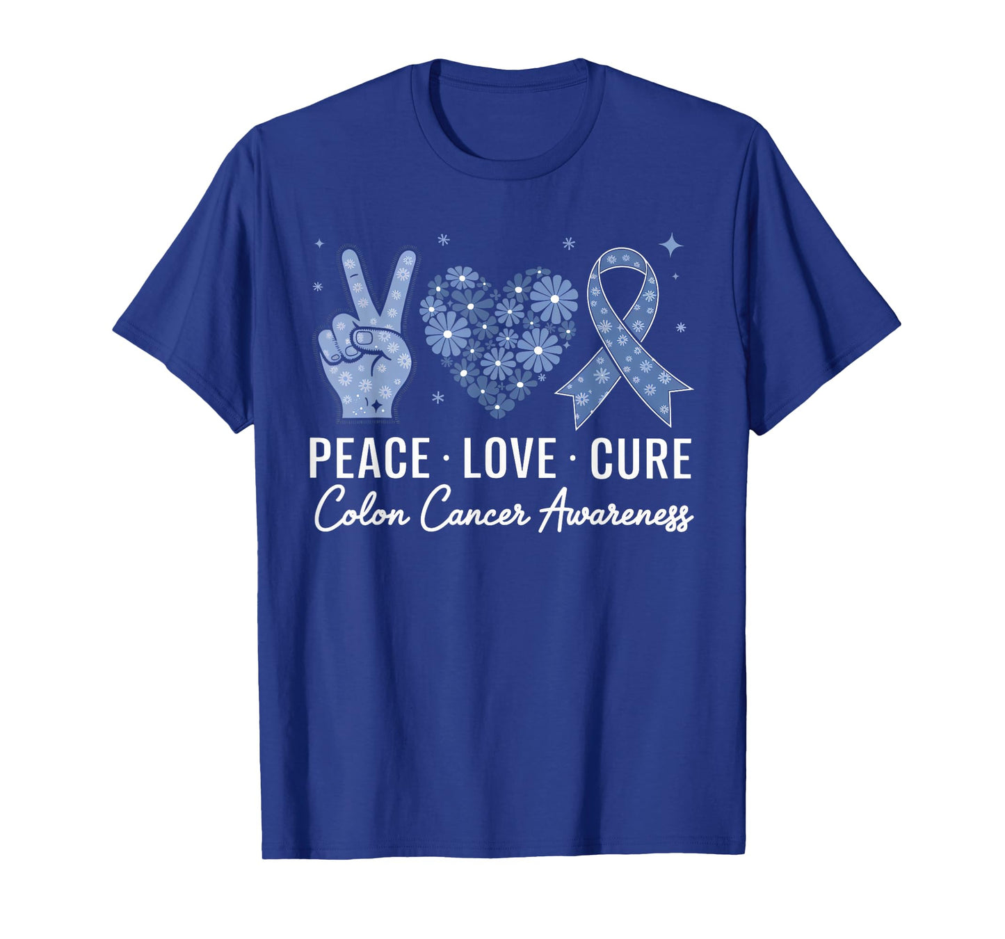 Peace Love Cure Colorectal Colon Cancer Awareness Support T-Shirt