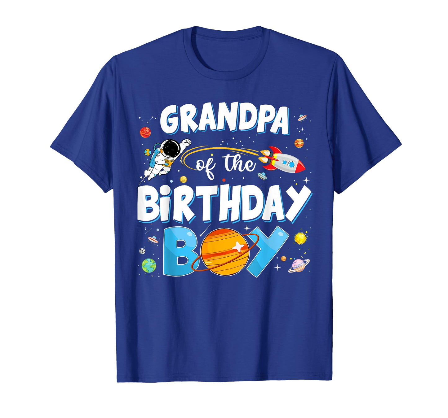 Funny Grandpa Of The Birthday Boy Astronaut Space Planet T-Shirt
