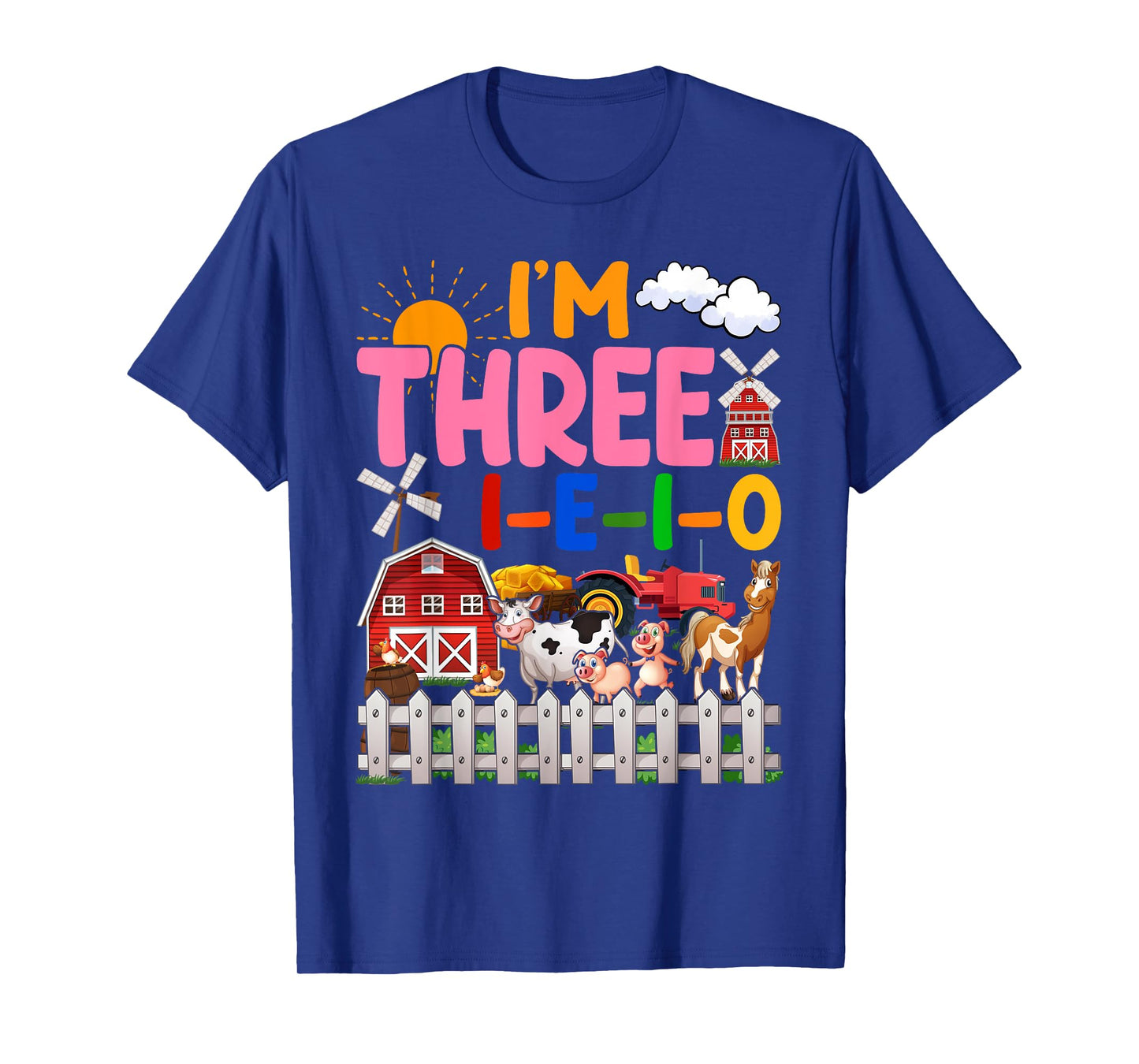 I'm Three-i-e-i-o 3 Years Old 3rd Birthday Girl Farm T-Shirt