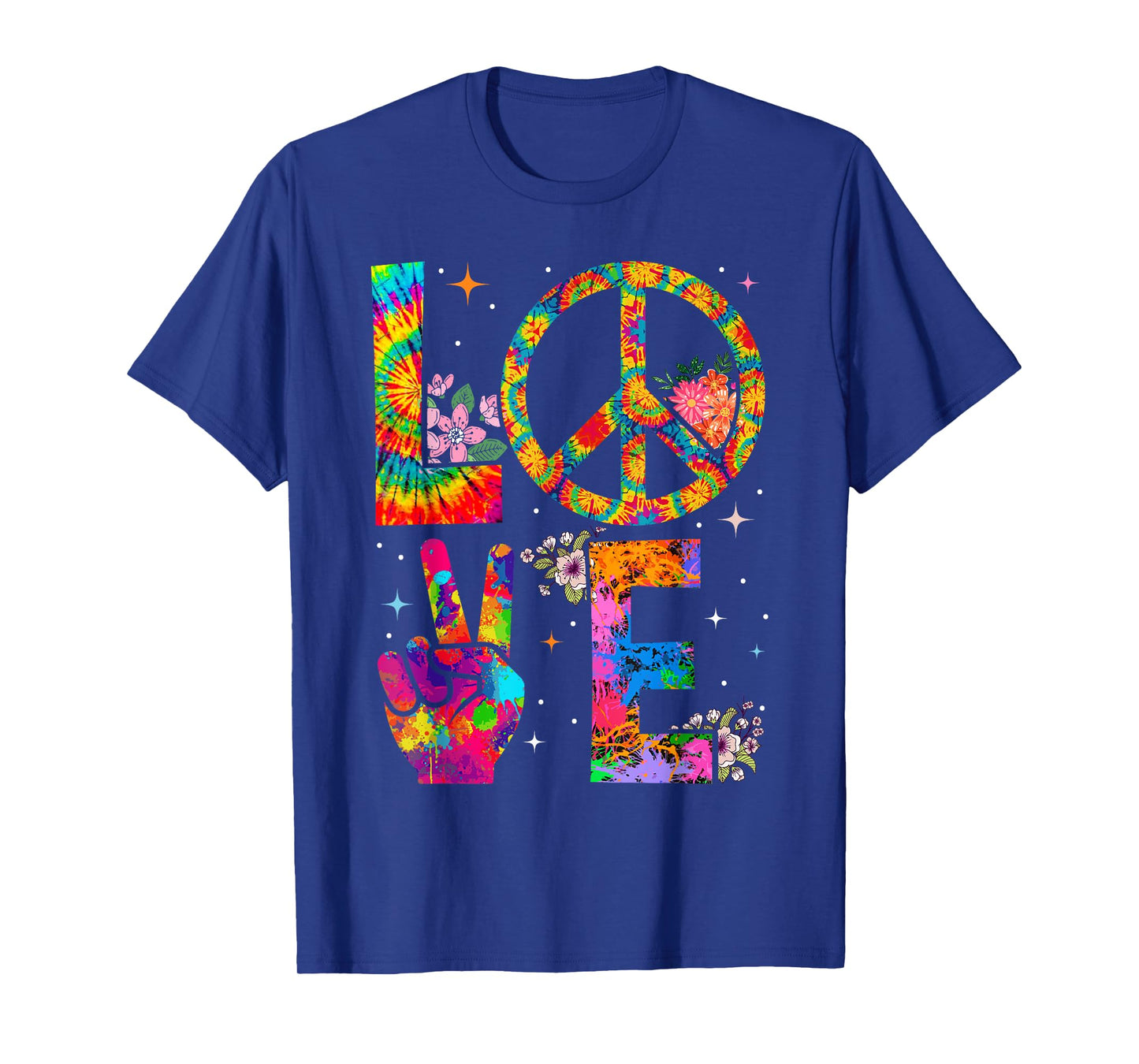 Peace Sign Love 60s 70s Tie Dye Hippie Costume T-Shirt