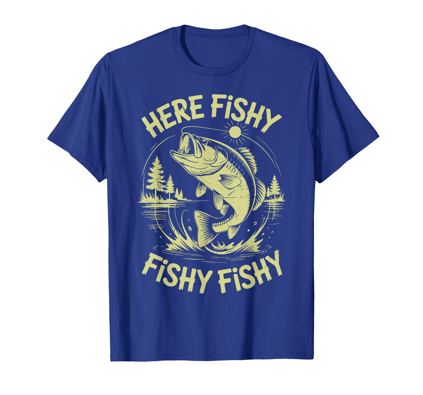 Men Here-Fishy Funny Dad Fishing Gift from Son Boy Bass Fish T-Shirt