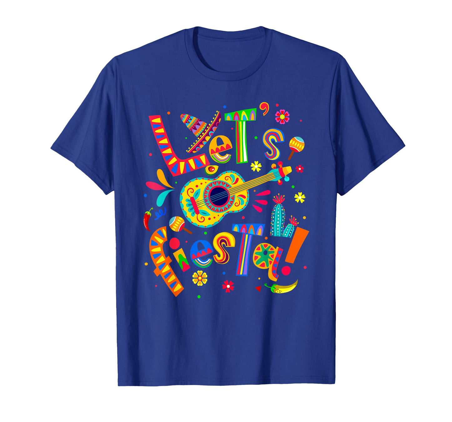 Let's Fiesta Cinco De Mayo Mexican Party Guitar Mens Womens T-Shirt