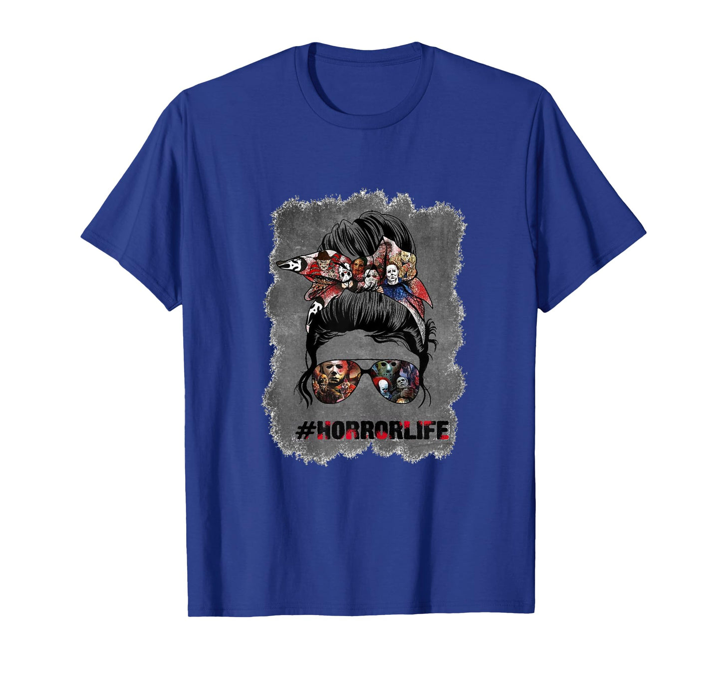 Messy Bun Horror Life Mom Halloween T-Shirt