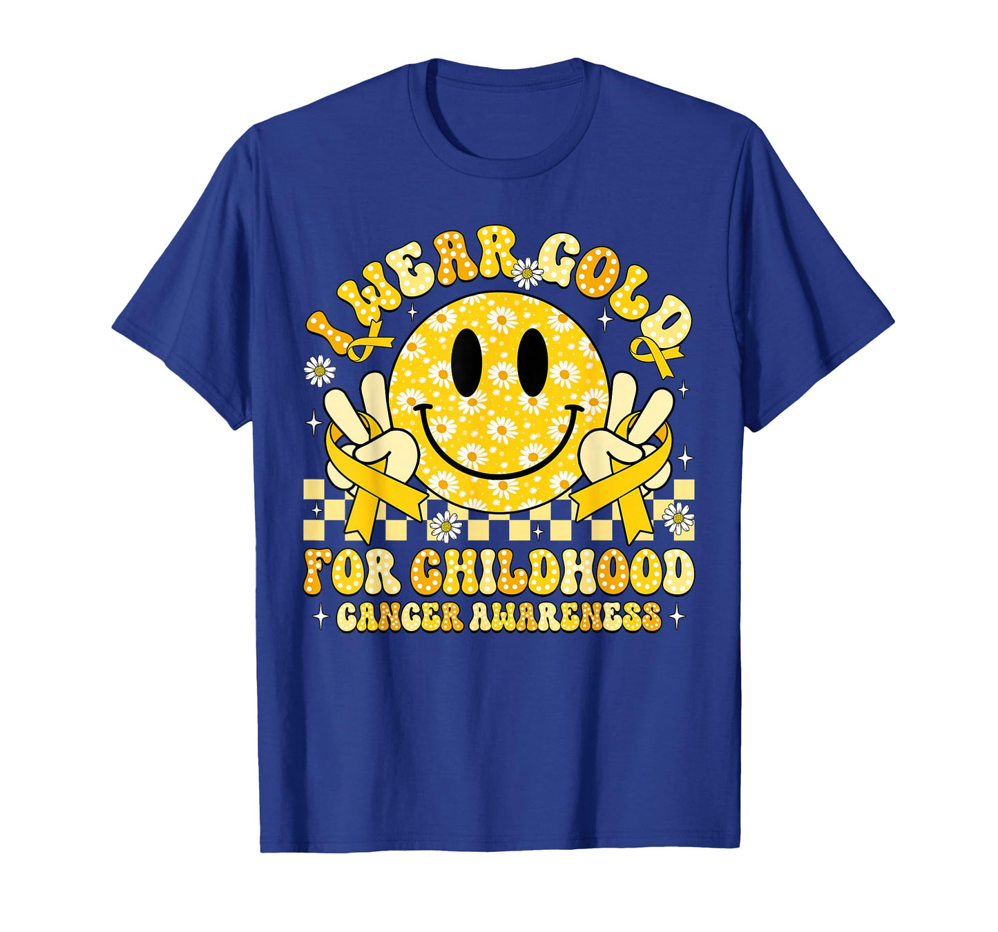 Retro I Wear Gold for Childhood Cancer Awareness Gold Ribbon T-Shirt