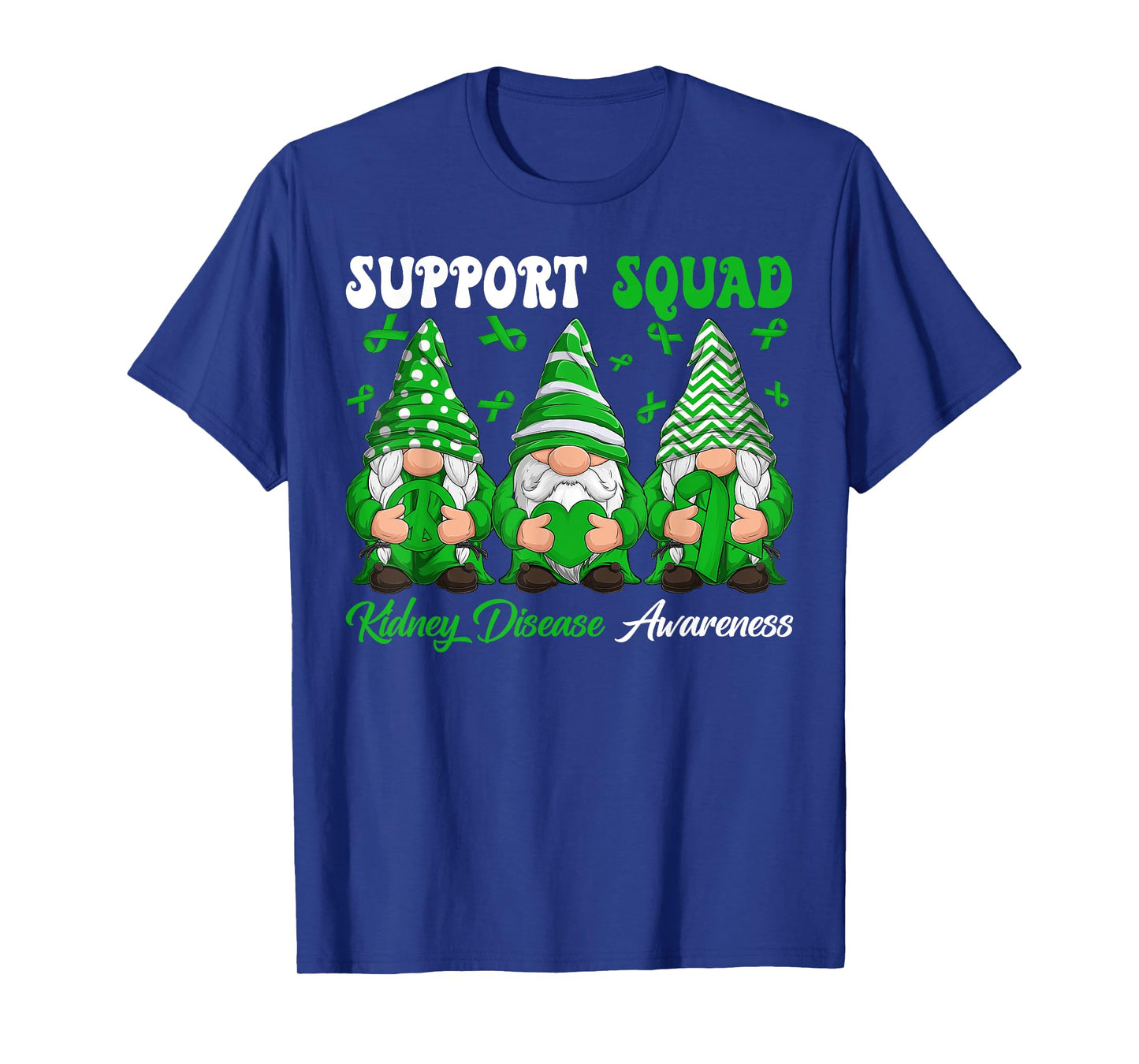 Support Squad Kidney Disease Awareness Gnomes Green Ribbon T-Shirt