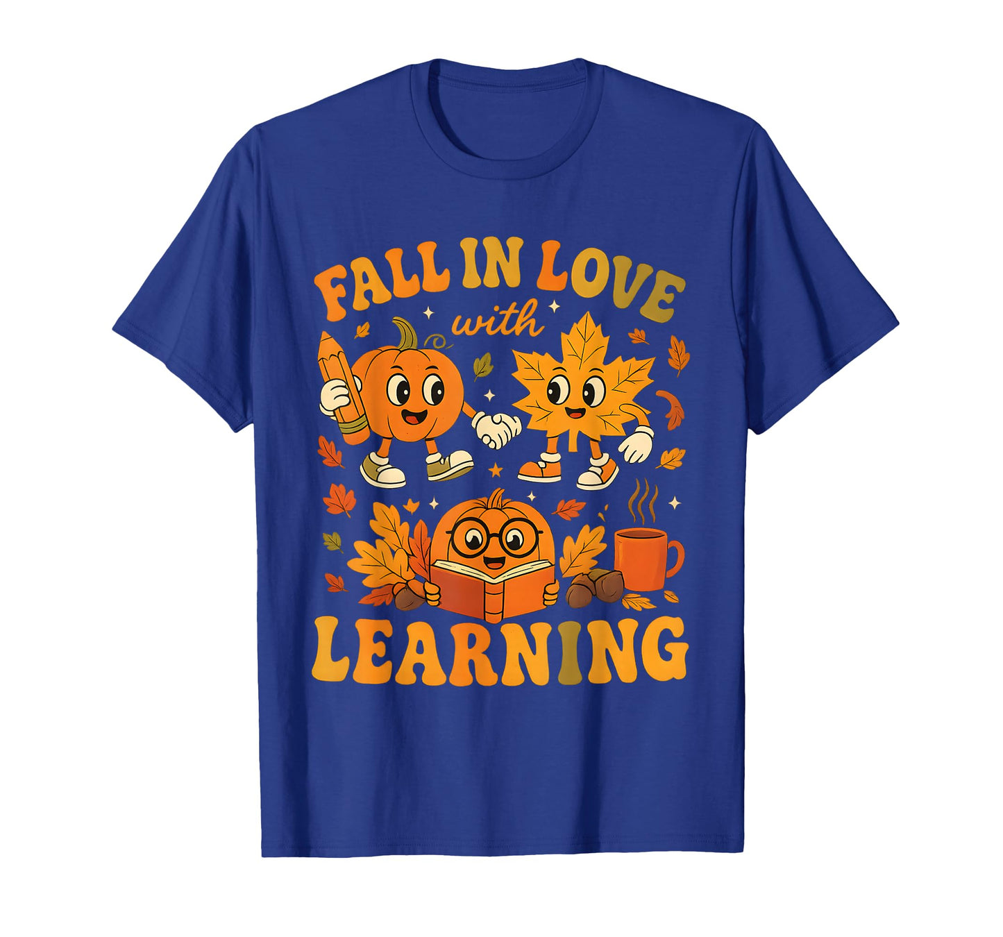 Retro Fall in Love with Learning Autumn Thanksgiving Teacher T-Shirt