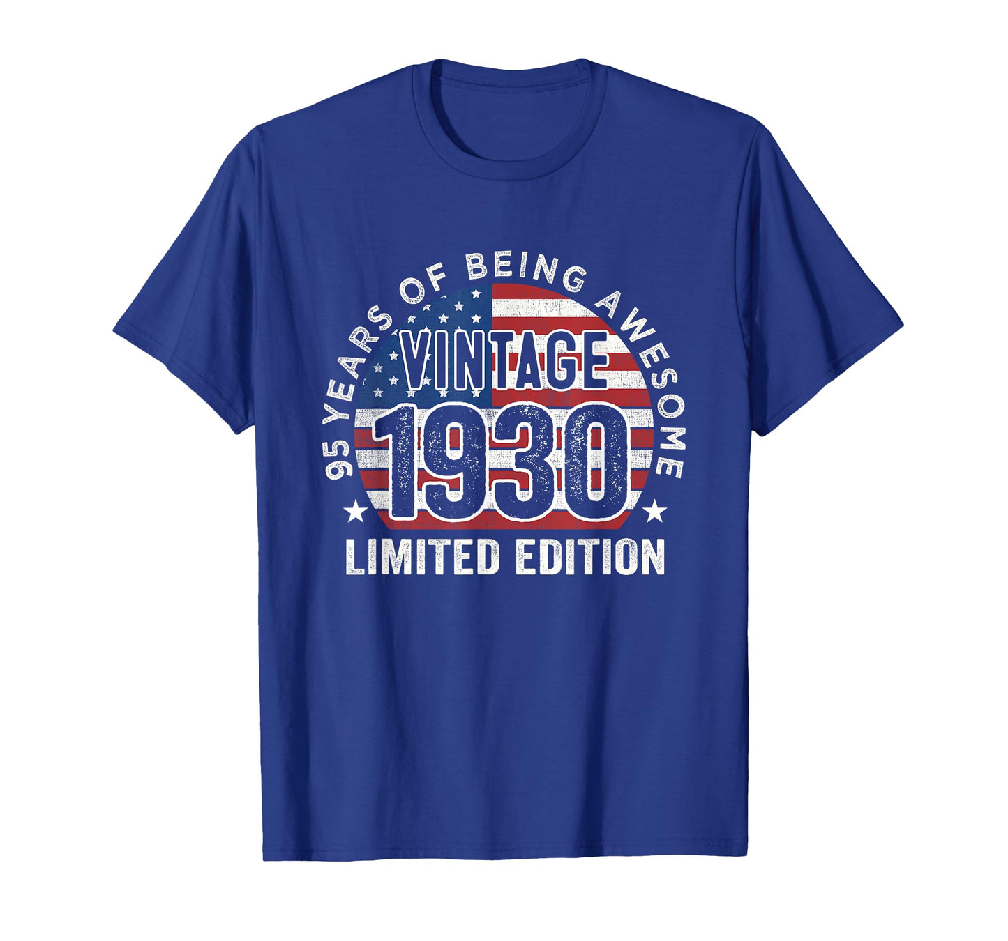 95th Birthday Gifts Men Vintage 1930 95 Years Old USA Flag T-Shirt