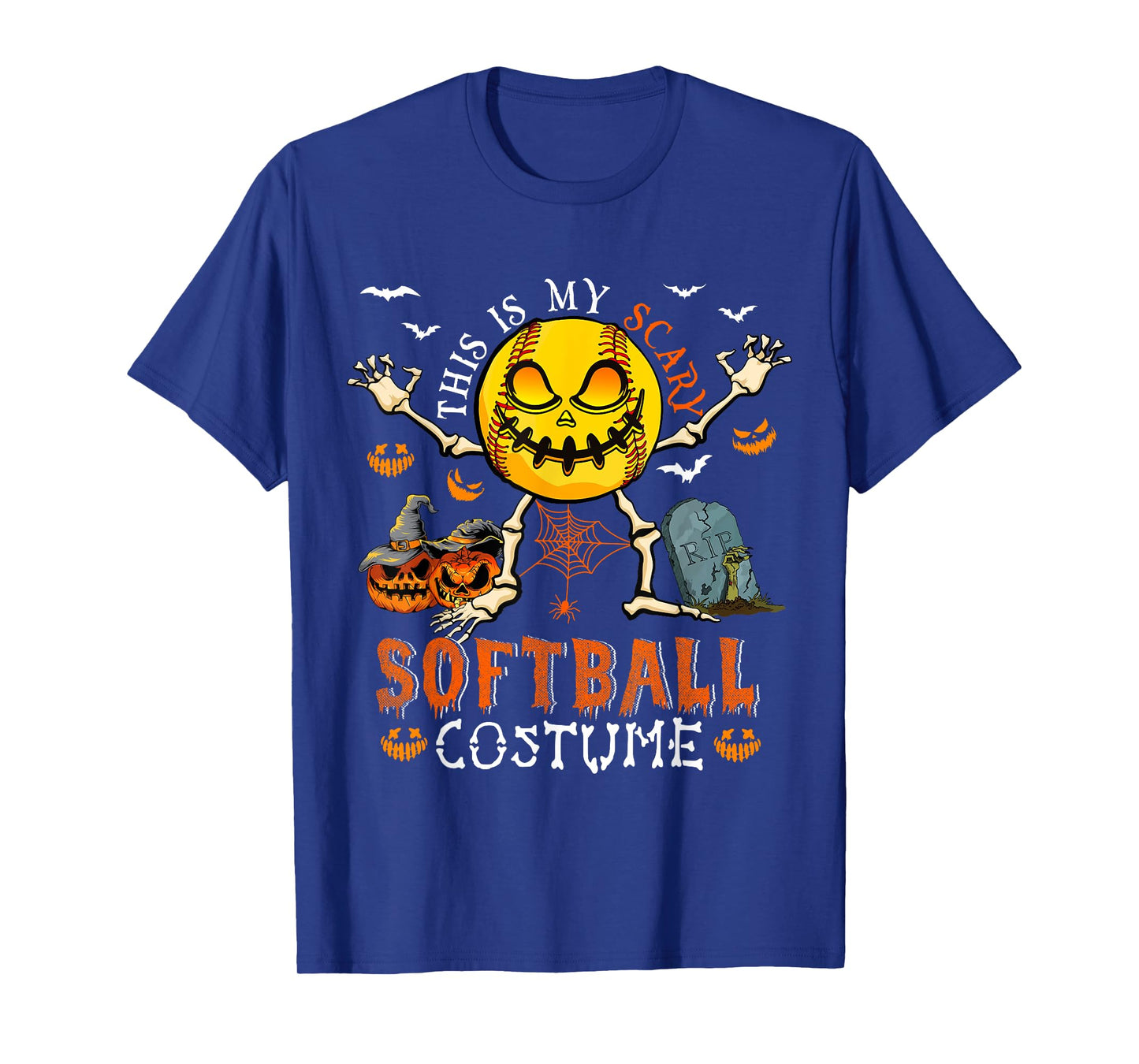This Is My Scary Softball Costume Halloween Skeleton Lover T-Shirt