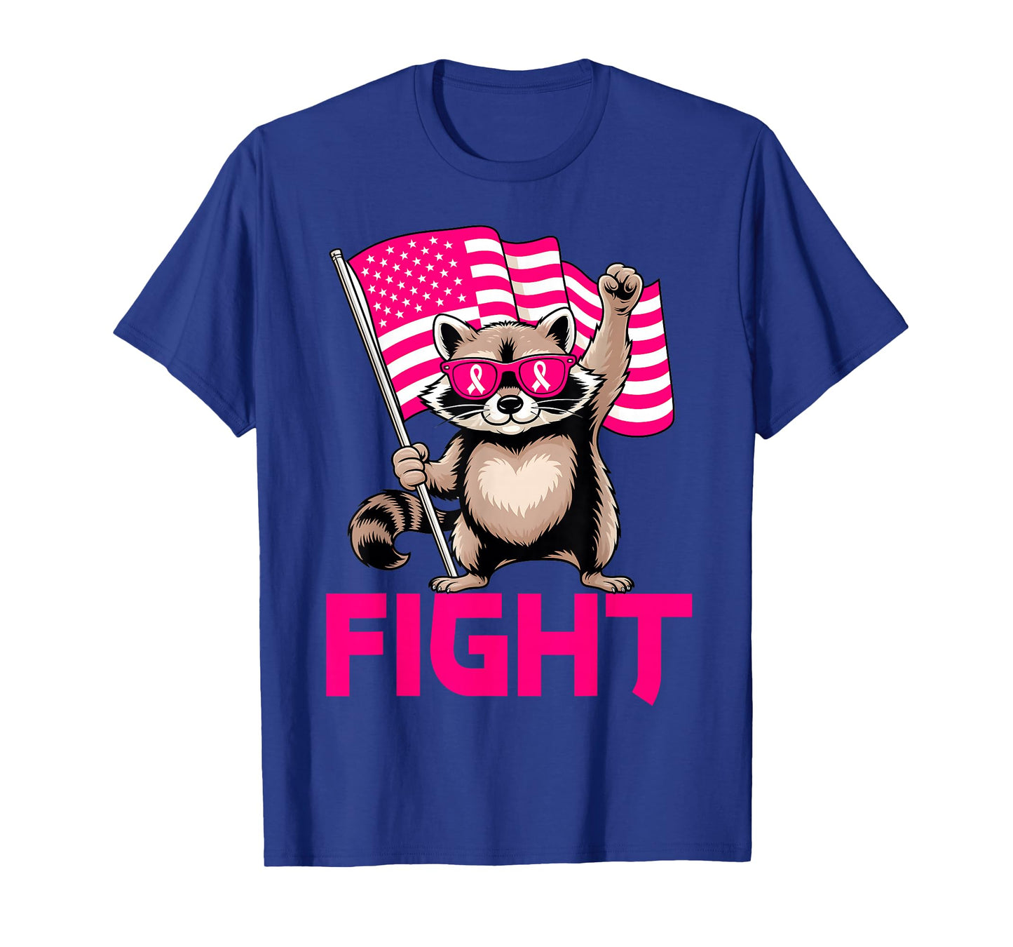 Feral Raccoon to Support Women in October We Wear Pink Flag T-Shirt