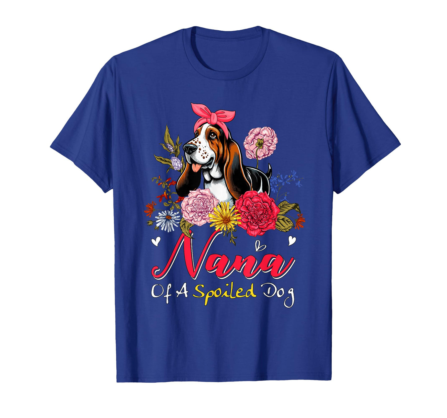 Nana Of A Spoiled Dog Mother's Day Basset Hound Bow Tie Men Women T-Shirt