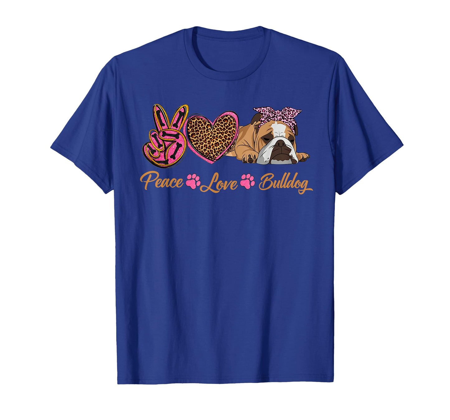 Peace Love English Bulldog Funny Puppy Dog Mom Mother's Day T-Shirt for Men Women