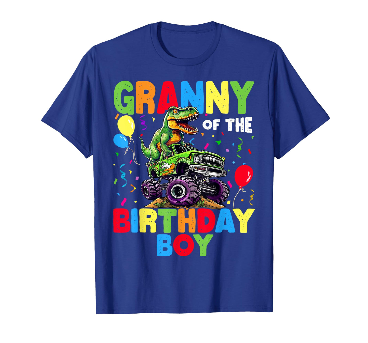 Granny Of The Birthday Boy Dinosaur T-Rex Monster Truck T-Shirt