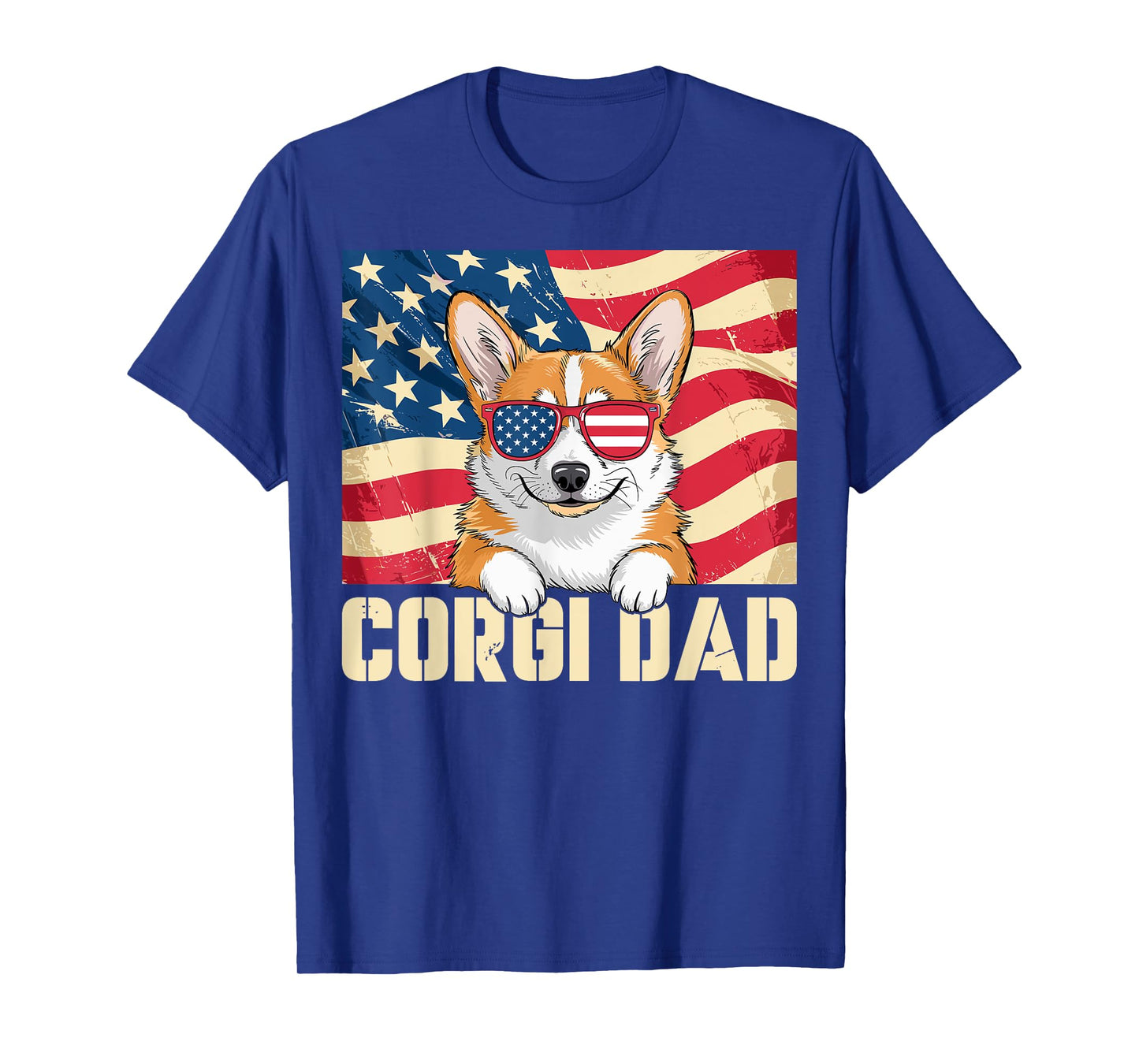 Best Corgi Dad Ever USA Flag Patriotic Dog Lover 4th of July Men T-Shirt