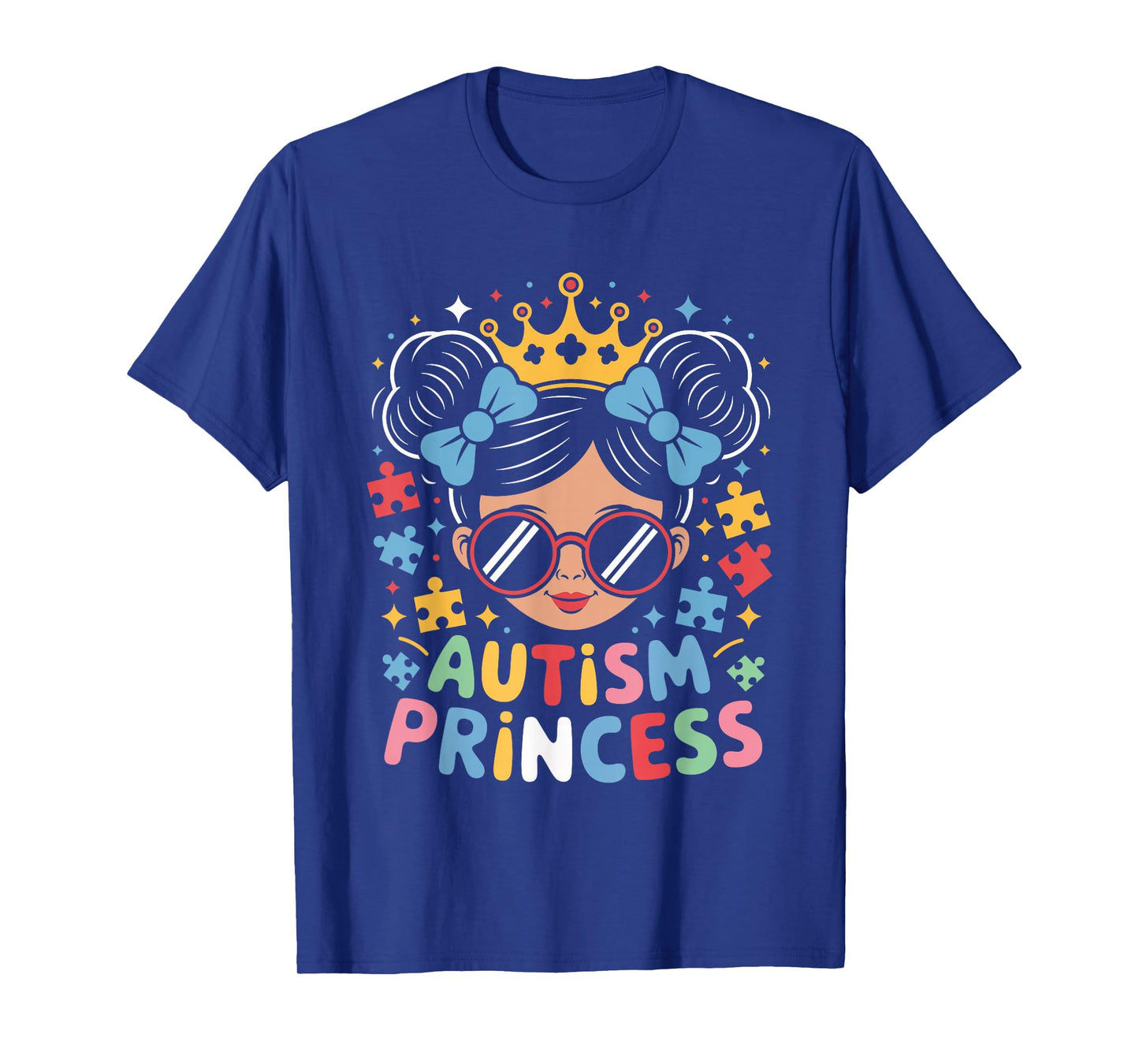 Autism Princess Afro Girls Bow Daughter Autism Awareness T-Shirt